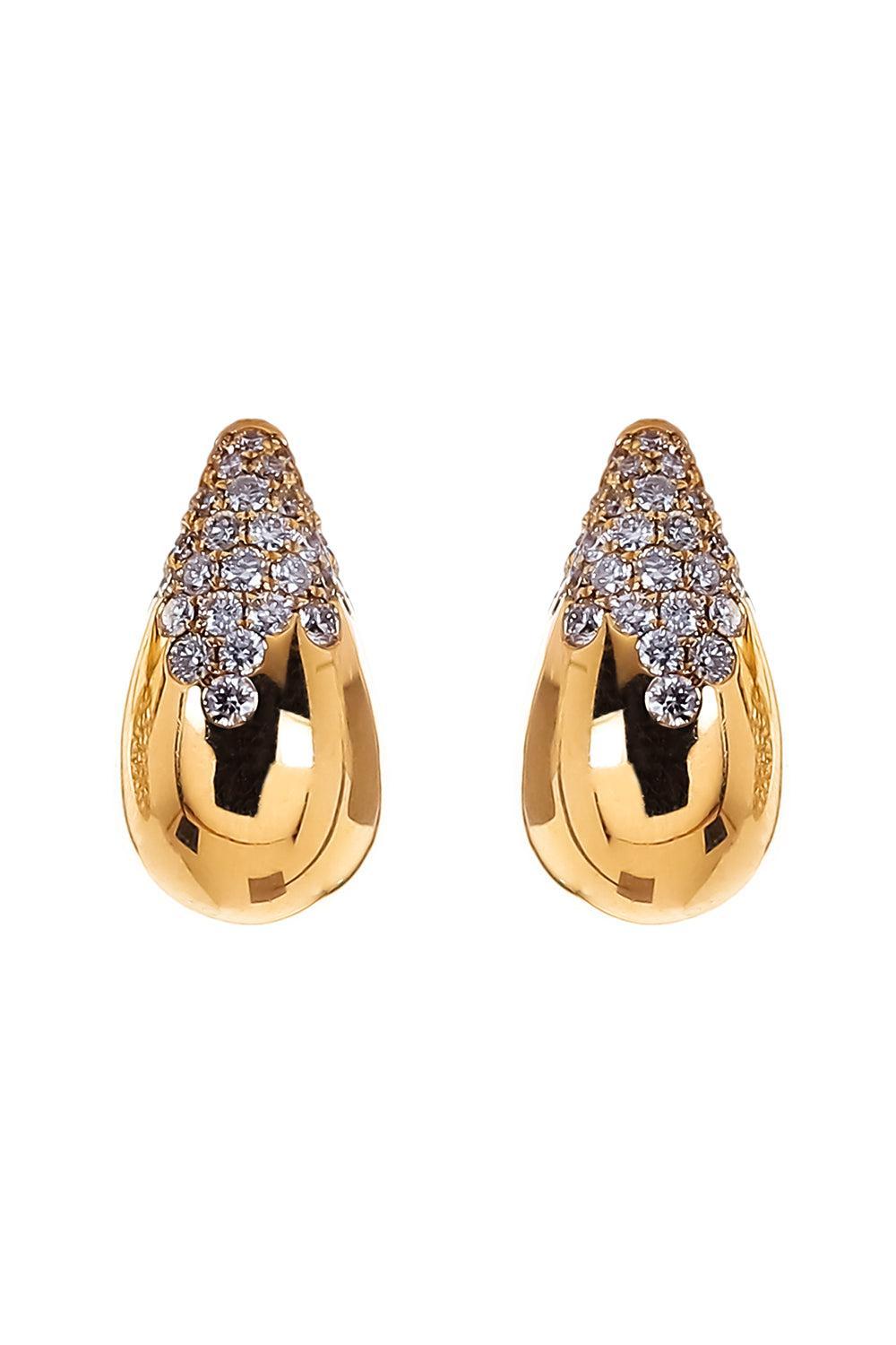 Diamond Tear Drop Stud Earrings-YELLOW GOLD-JEWELRYFINE JEWELEARRING-SOFIA LAROUSSI