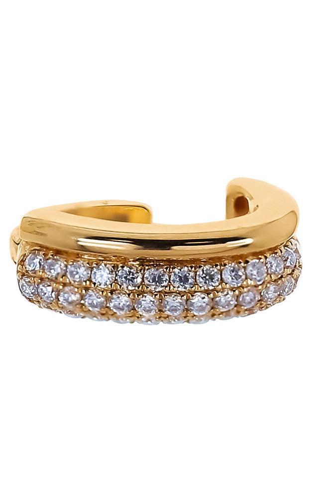 Diamond Three Line Ear Cuff-YELLOW GOLD-JEWELRYFINE JEWELEARRING-SOFIA LAROUSSI