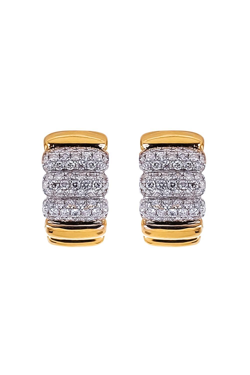  Diamond Three Section Huggie Hoop Earrings-YELLOW GOLD-JEWELRYFINE JEWELEARRING-SOFIA LAROUSSI 