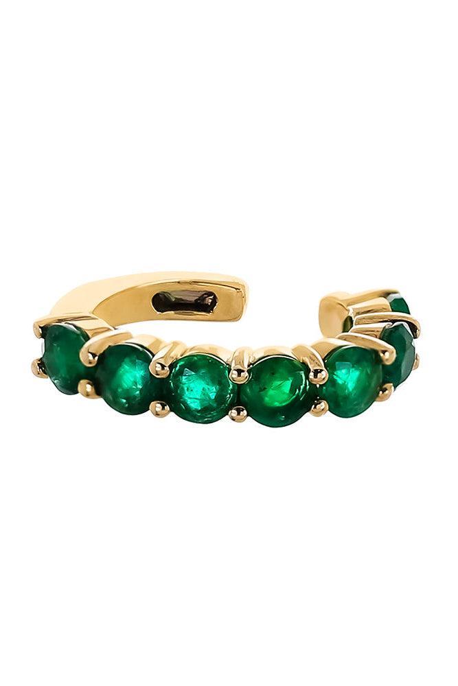 Emerald Round Single Row Ear Cuff-YELLOW GOLD-JEWELRYFINE JEWELEARRING-SOFIA LAROUSSI 