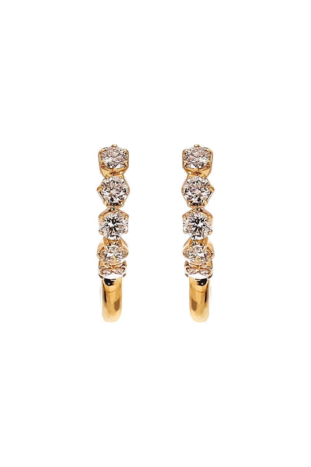 Five Diamond Huggie Hoop Earrings-YELLOW GOLD-JEWELRYFINE JEWELEARRING-SOFIA LAROUSSI