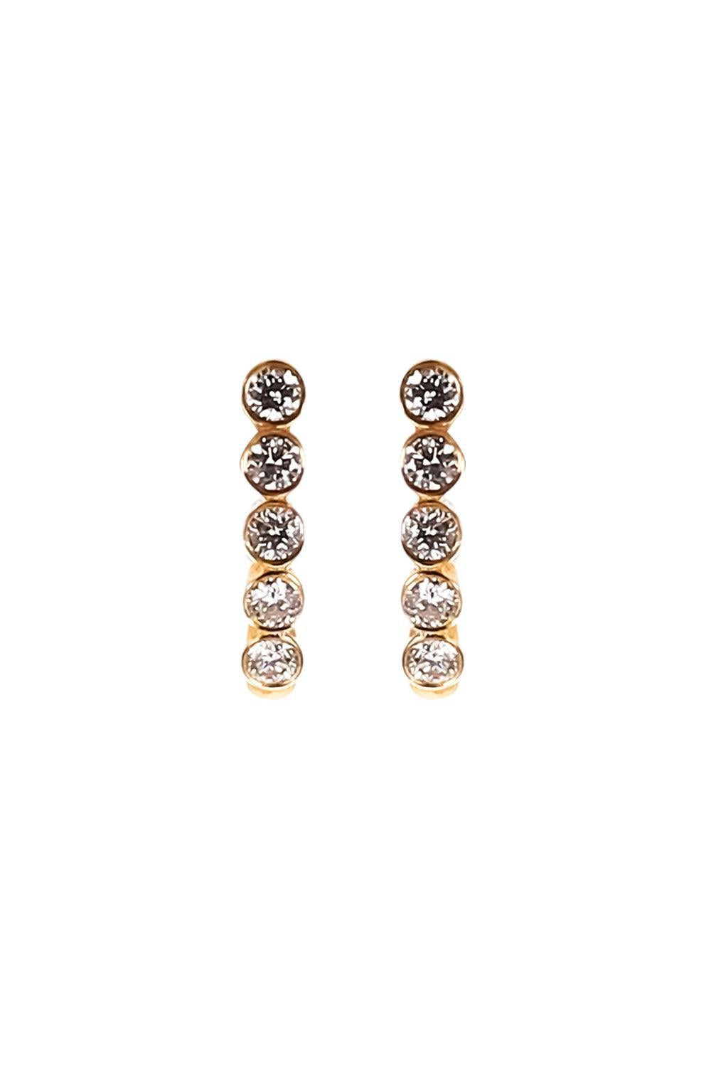  Five Diamond Small Huggie Hoop Earrings-YELLOW GOLD-JEWELRYFINE JEWELEARRING-SOFIA LAROUSSI 