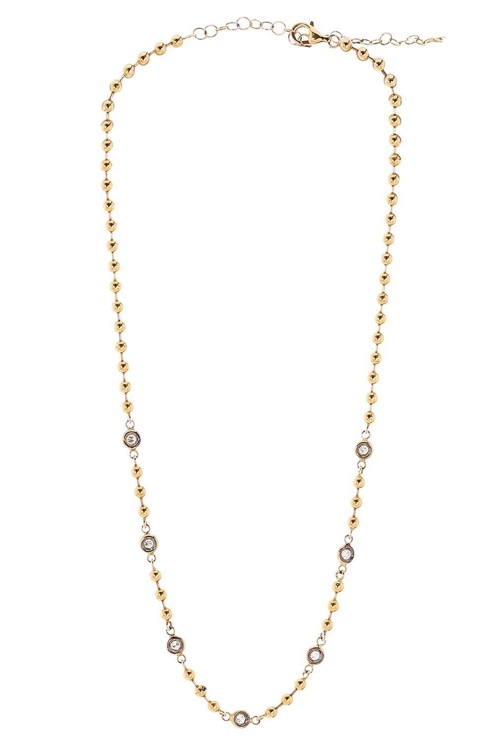 Diamond Ball Station Chain Necklace-YELLOW GOLD-JEWELRYFINE JEWELNECKLACE O-SOFIA LAROUSSI