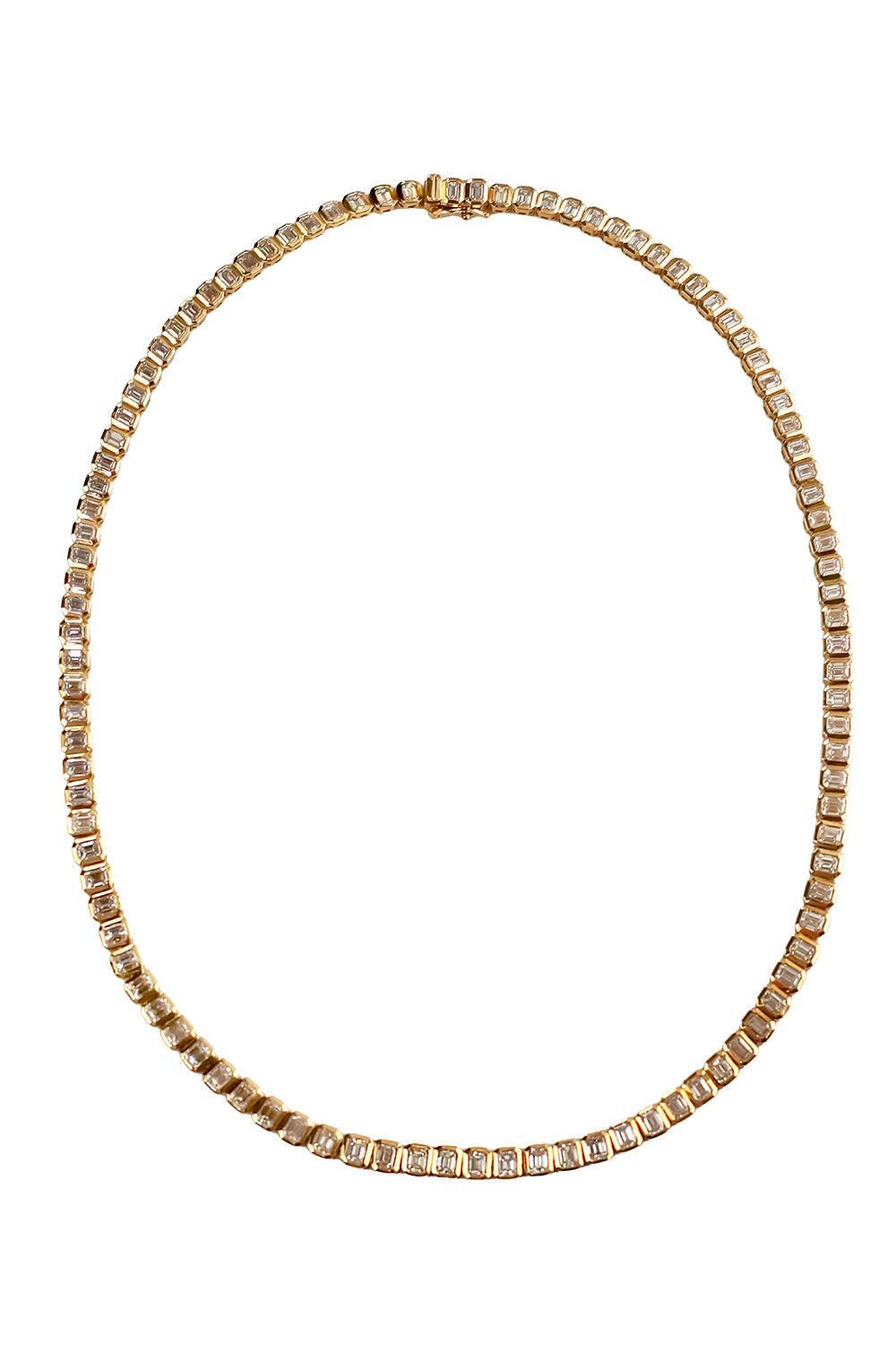  Diamond Emerald Cut Tennis Necklace-YELLOW GOLD-JEWELRYFINE JEWELNECKLACE O-SOFIA LAROUSSI 