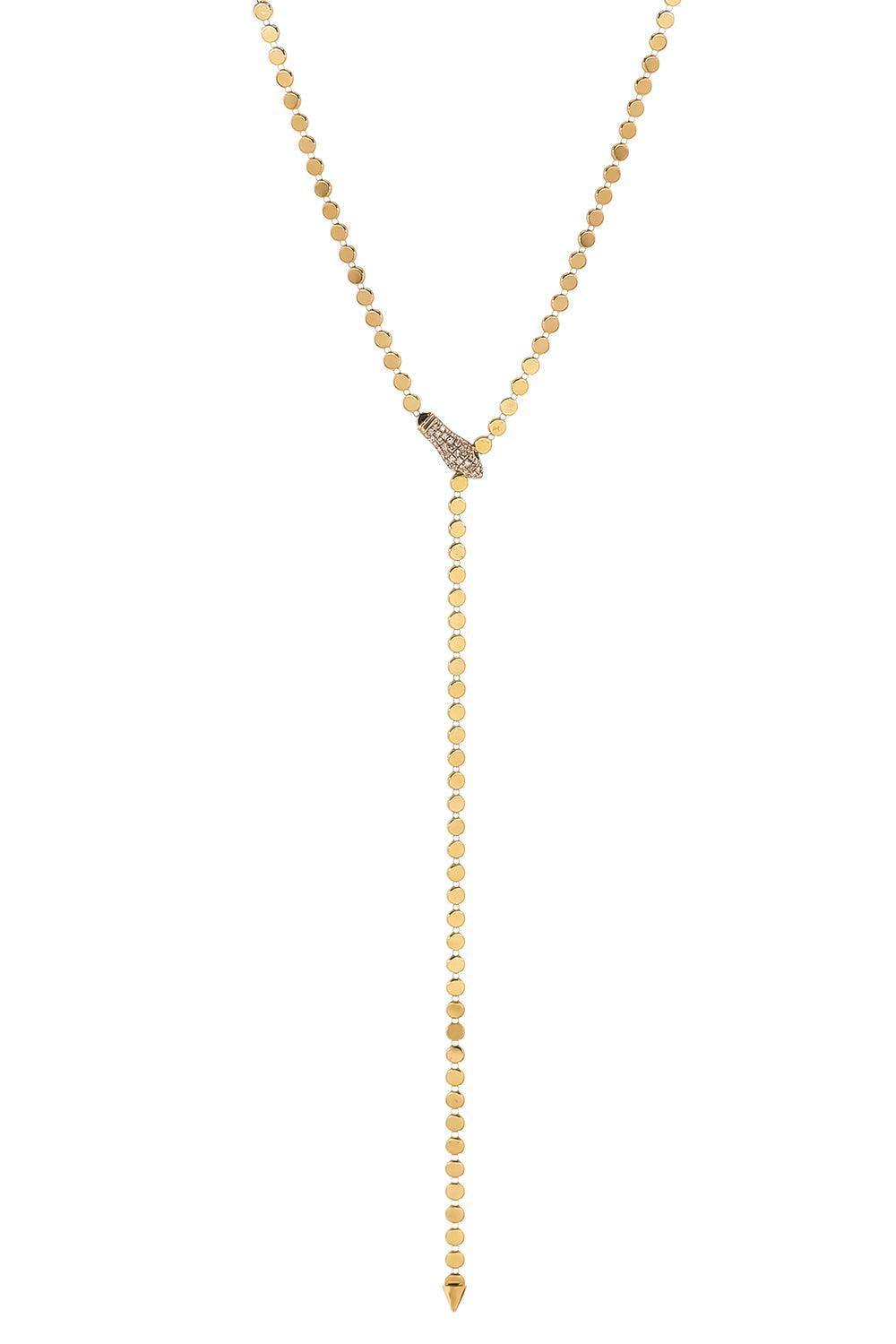 Diamond Snake Lariat Necklace-YELLOW GOLD-JEWELRYFINE JEWELNECKLACE O-SOFIA LAROUSSI 