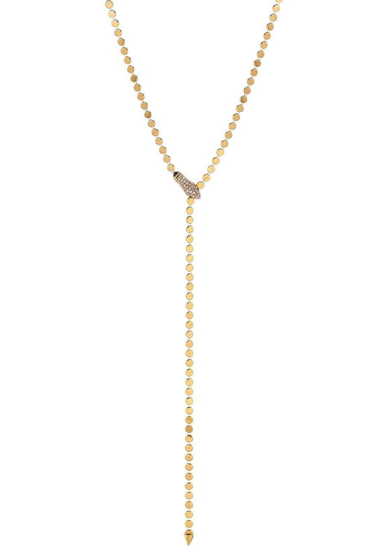 Diamond Snake Lariat Necklace-YELLOW GOLD-JEWELRYFINE JEWELNECKLACE O-SOFIA LAROUSSI