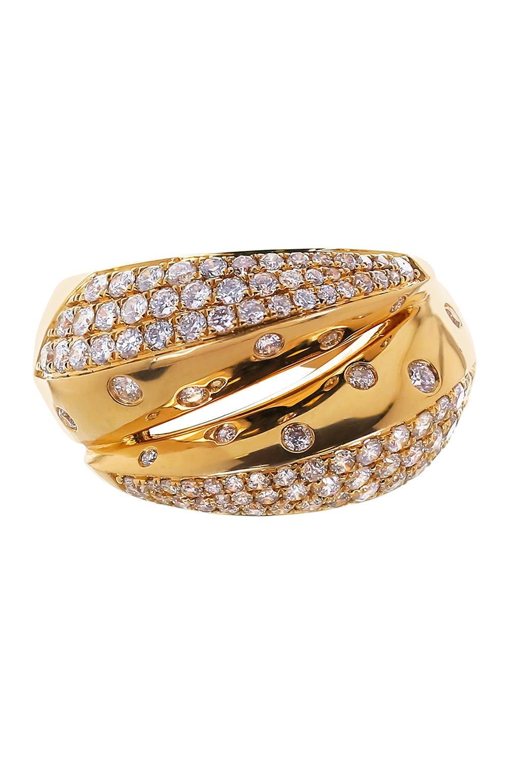 Diamond Row Dot Crossover Ring-YELLOW GOLD-6.5-JEWELRYFINE JEWELRING-SOFIA LAROUSSI