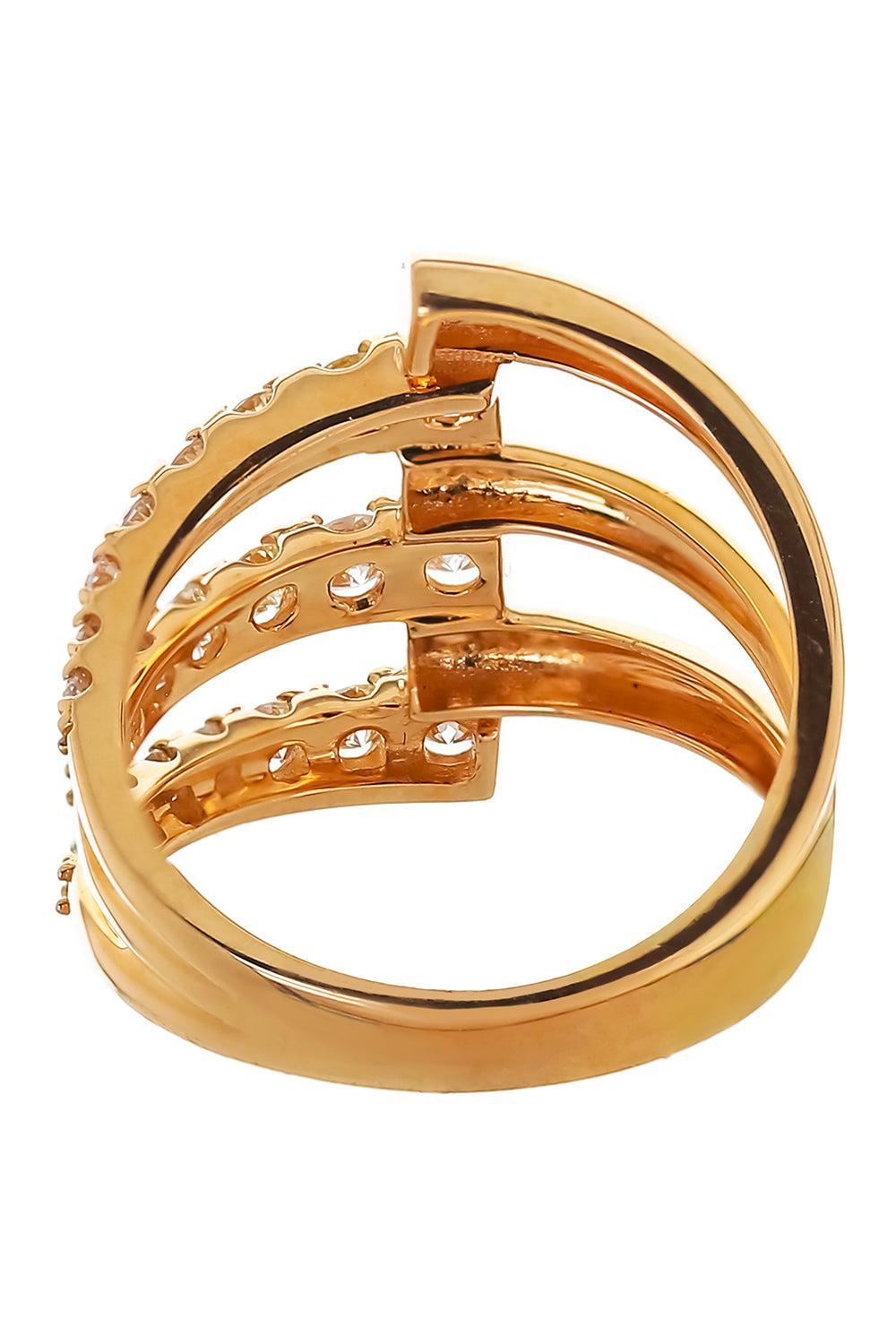 Diamond Six Row Half And Half Ring-YELLOW GOLD-6.5-JEWELRYFINE JEWELRING-SOFIA LAROUSSI