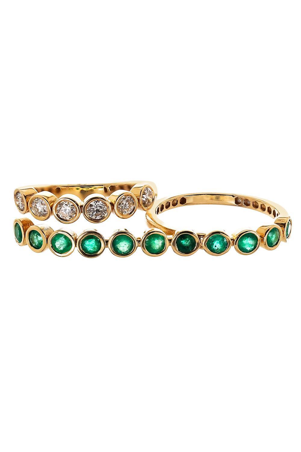  Emerald Diamond Two Finger Ring-YELLOW GOLD-7.5-JEWELRYFINE JEWELRING-SOFIA LAROUSSI 