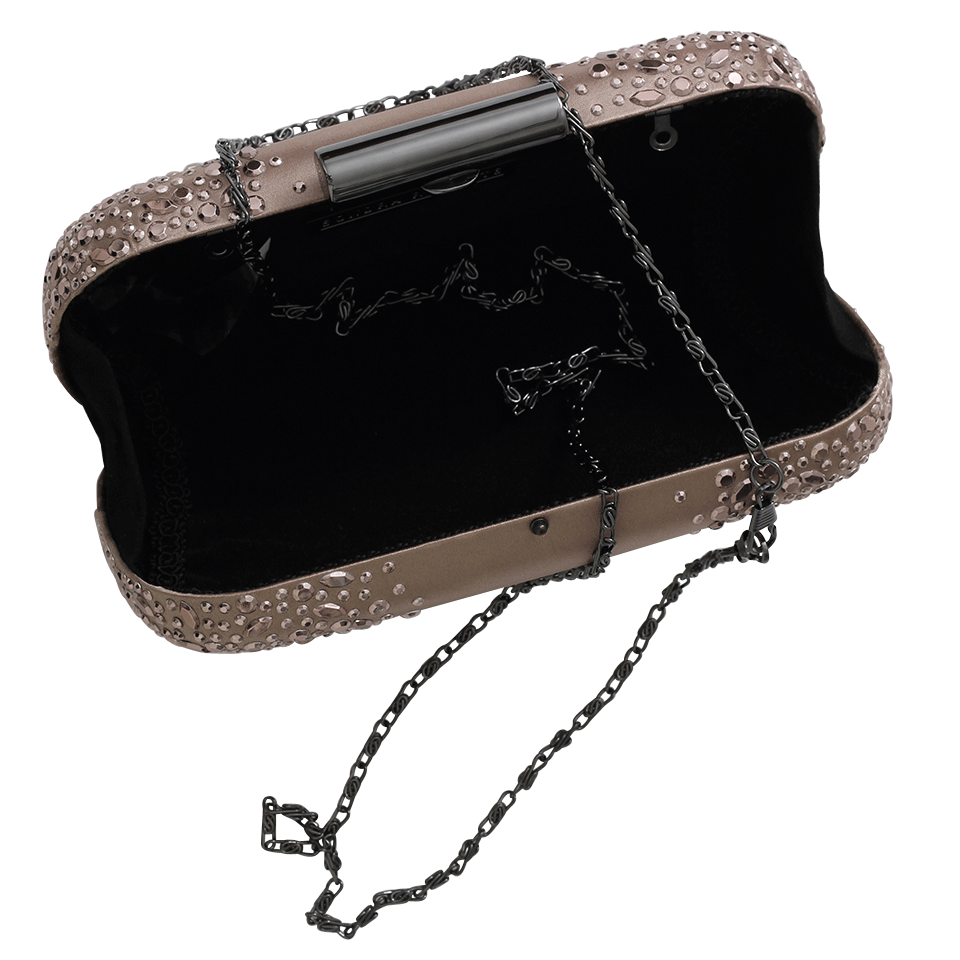 SONDRA ROBERTS-Satin Clutch With Stones-TAUPE