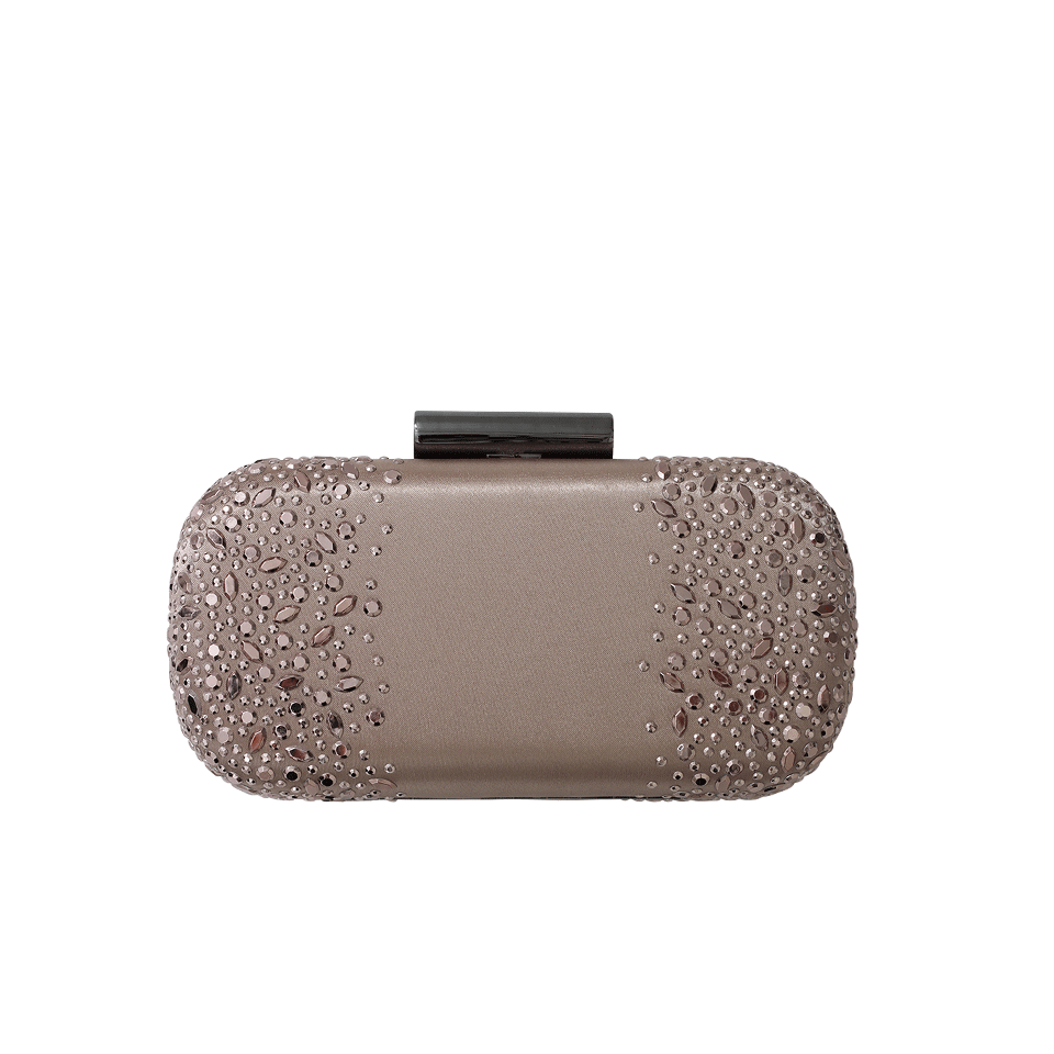 SONDRA ROBERTS-Satin Clutch With Stones-TAUPE