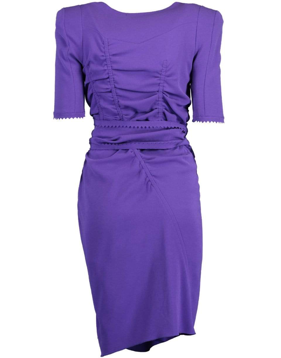 SONIA RYKIEL-Sleeveless V-Neck Wrap Ruched Dress-PURPLE