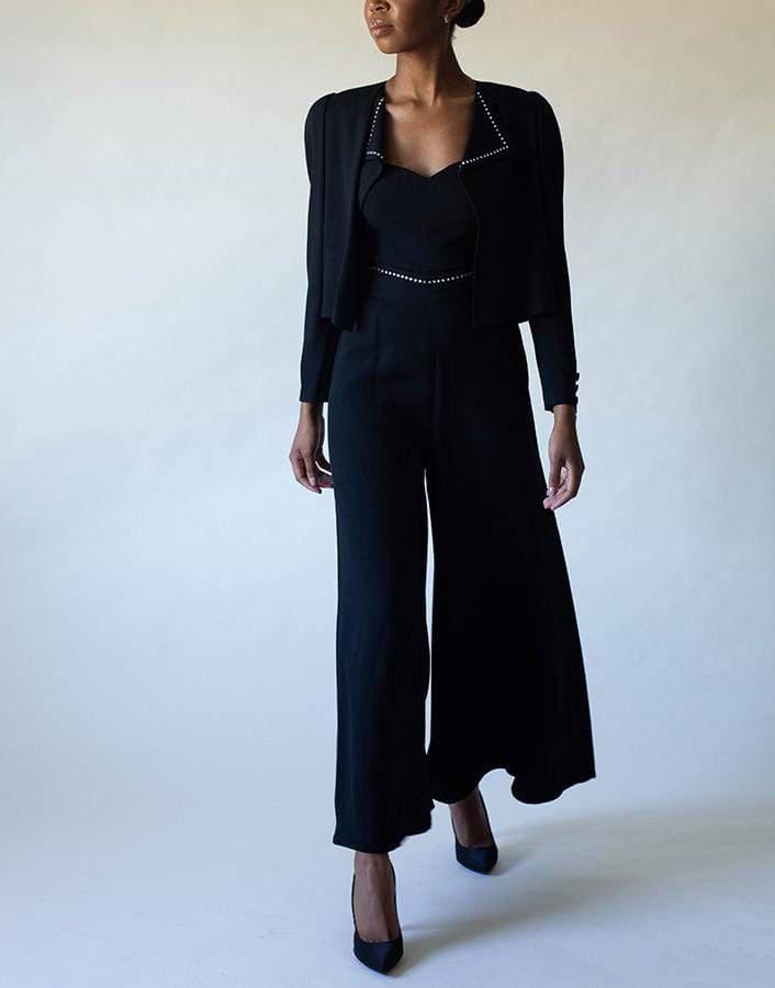 SONIA RYKIEL-Wide Leg Studded Pant-BLACK