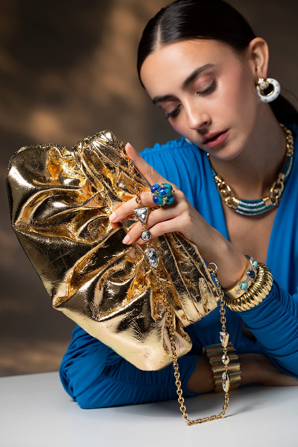 SOPHIA WEBSTER-Bijou Clutch-CHAMPAGNE NAPA