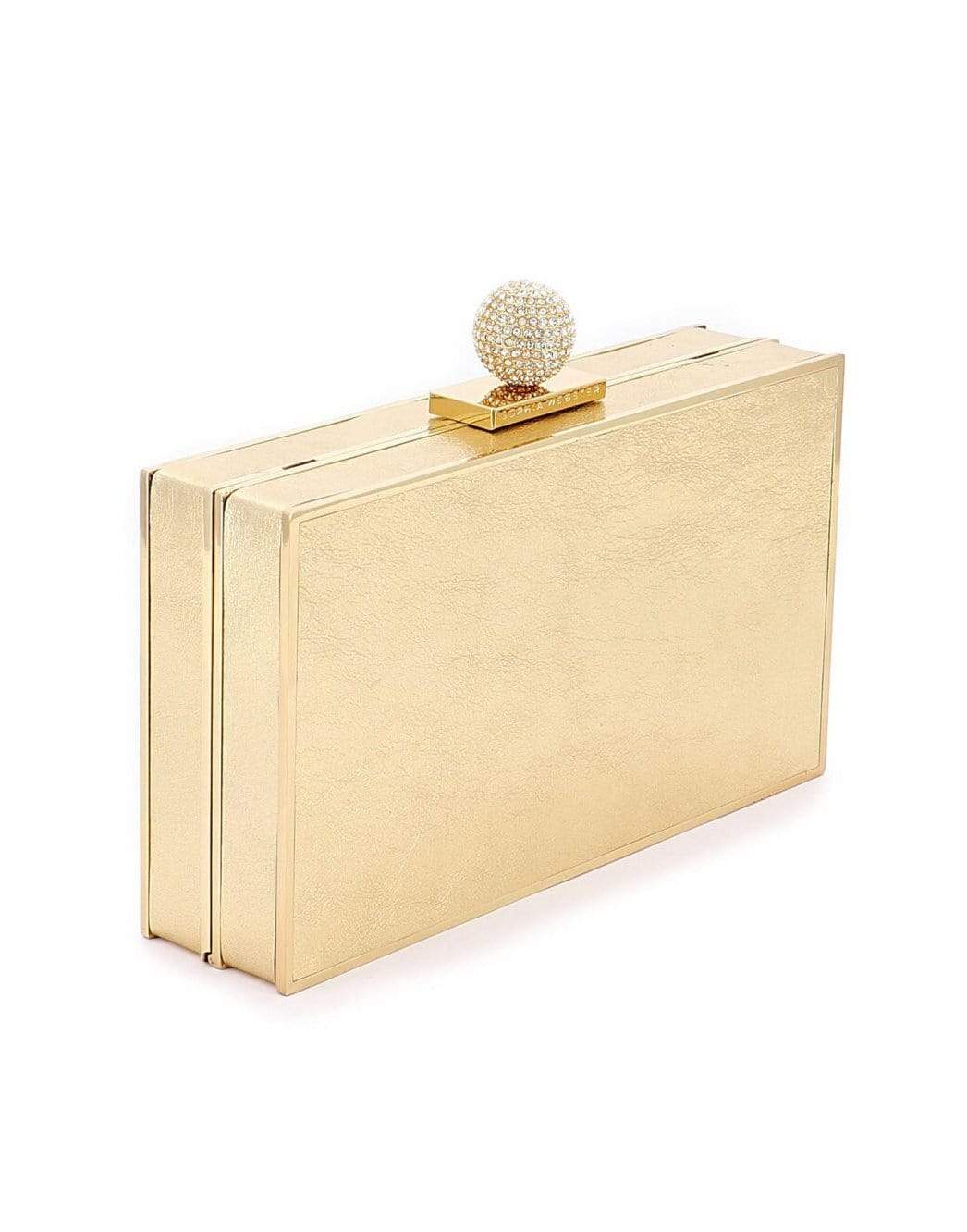 SOPHIA WEBSTER-Clara Bijou Leather Box Clutch-GOLD