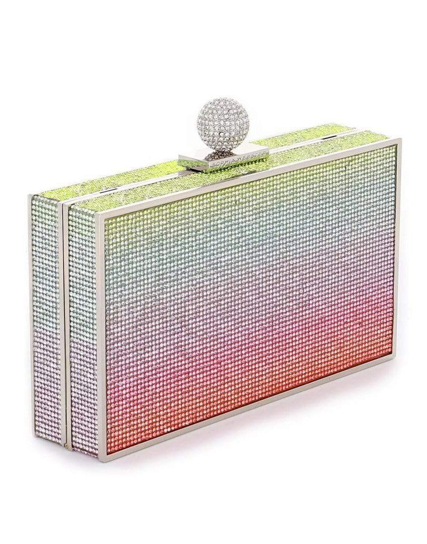 SOPHIA WEBSTER-Clara Rainbow Crystal Box Clutch-RAINBOW