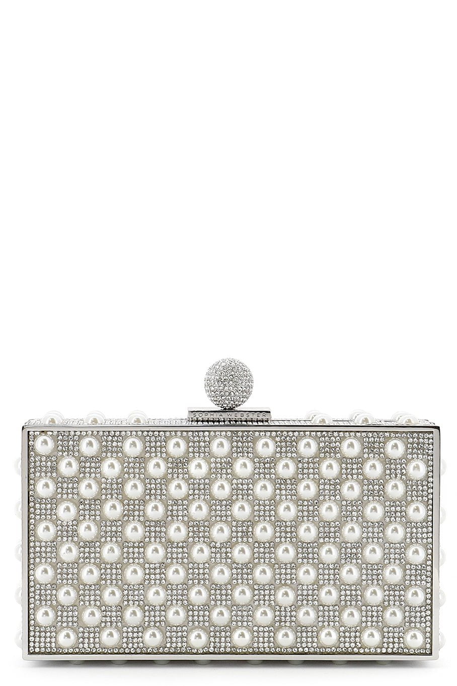 SOPHIA WEBSTER-Clara Crystal Box Bag-SLVR/PRL