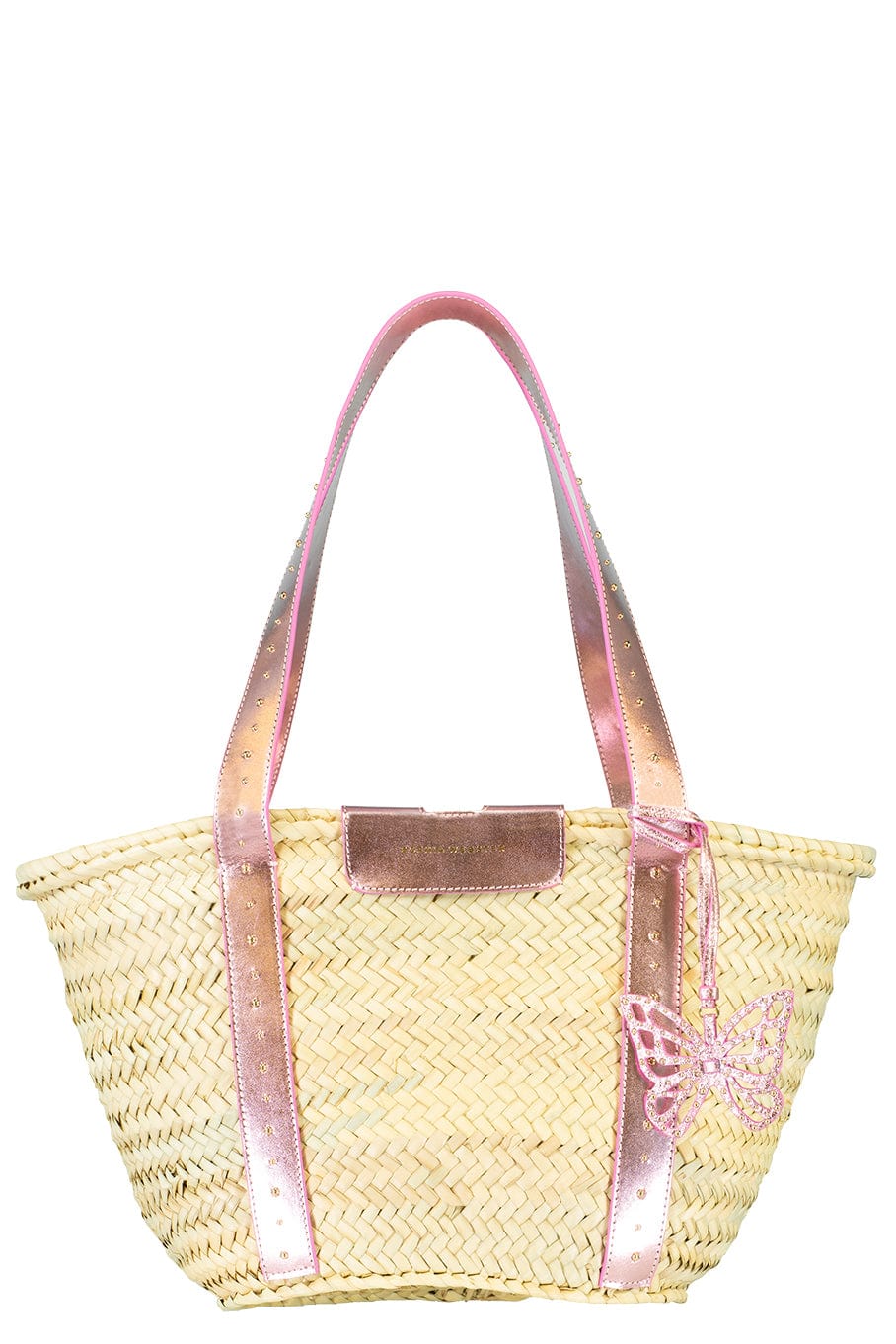 SOPHIA WEBSTER-Taya Raffia Stud Tote-ROSA/SIL