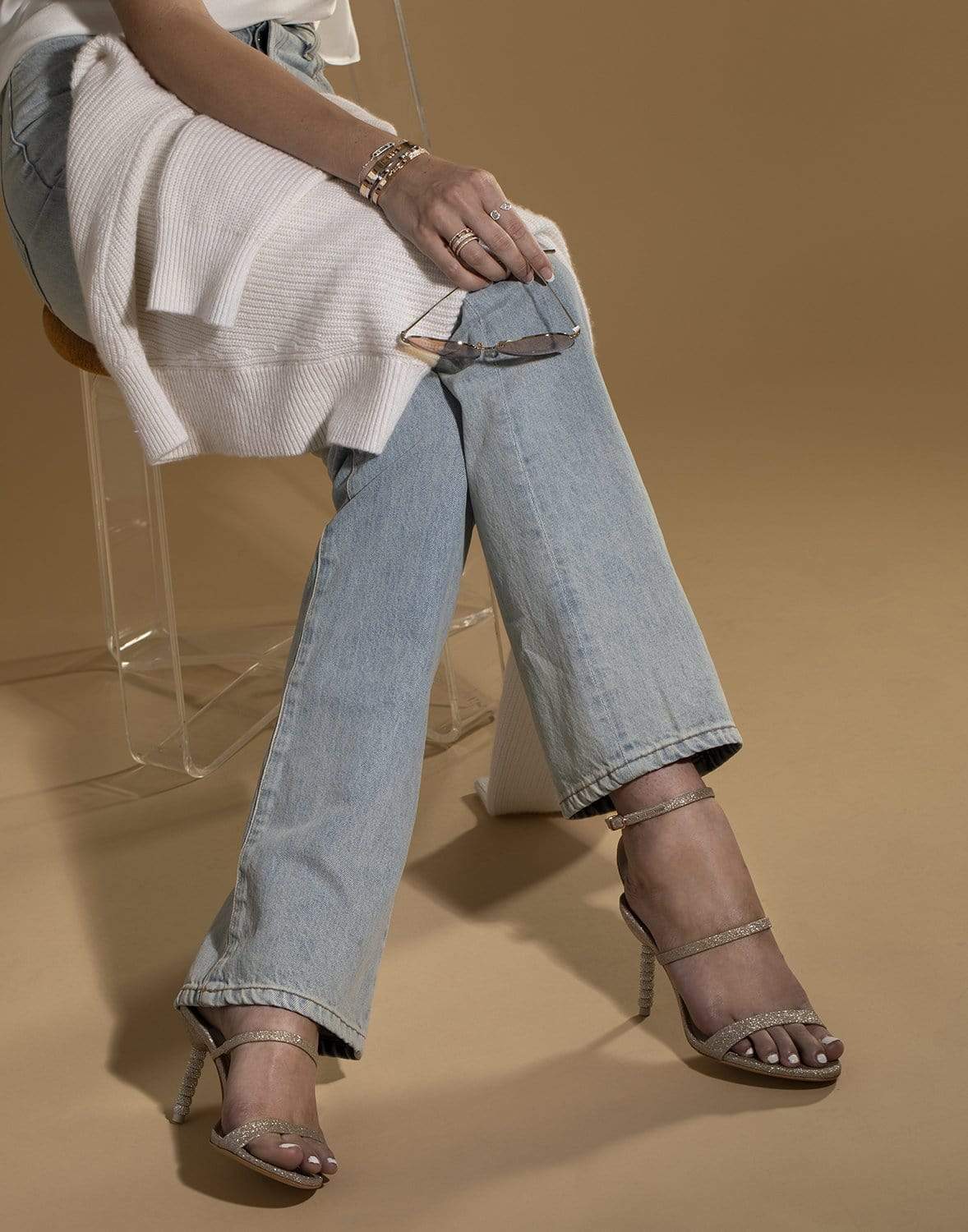 SOPHIA WEBSTER-Rosalind Crystal Mid Sandal Metallic Ombre Crystal-