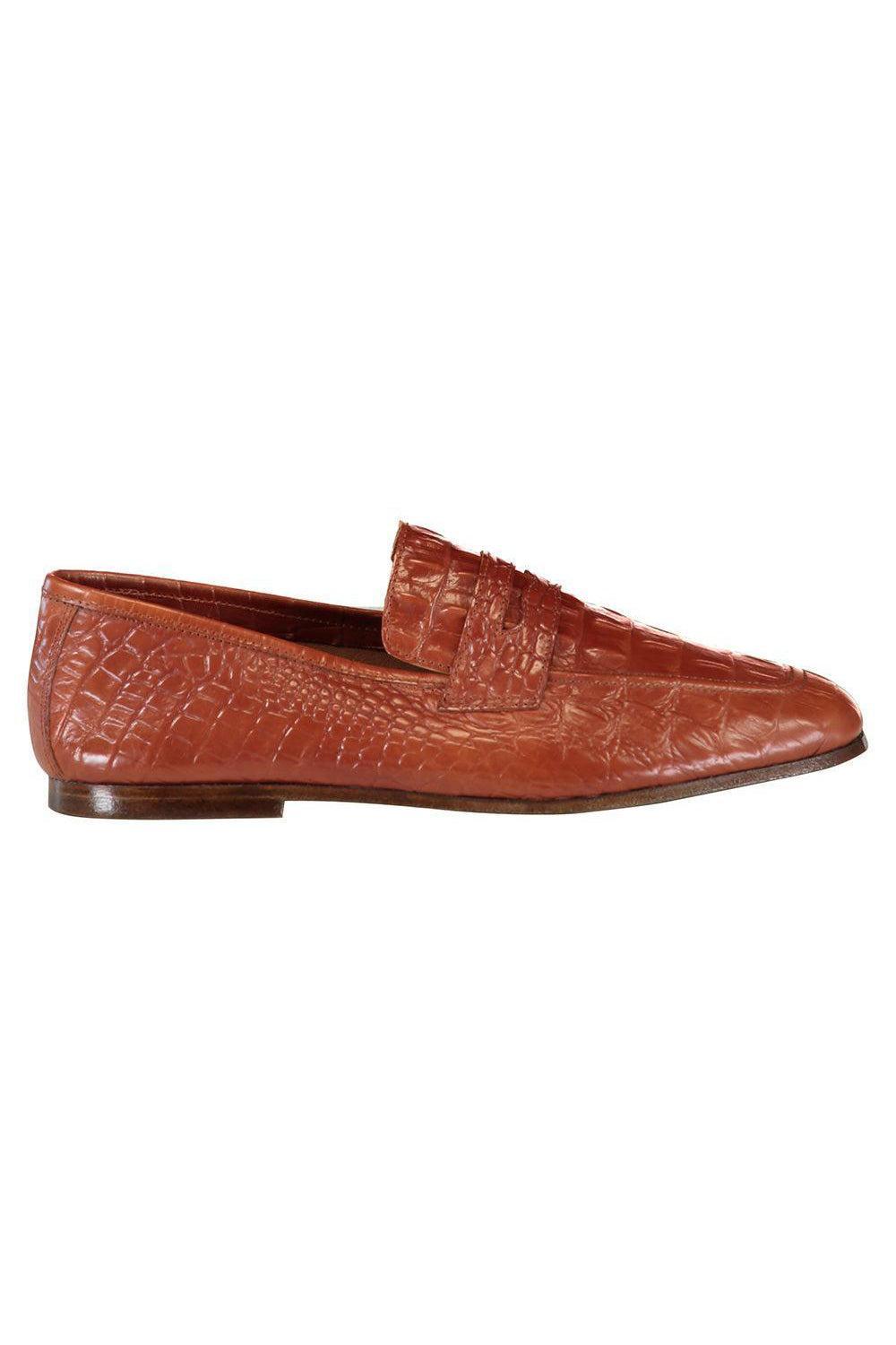 Essenziale Leather Loafer - Brown Embossed-BROWN-36-SHOEFLAT SHOE-SOPHIQUE