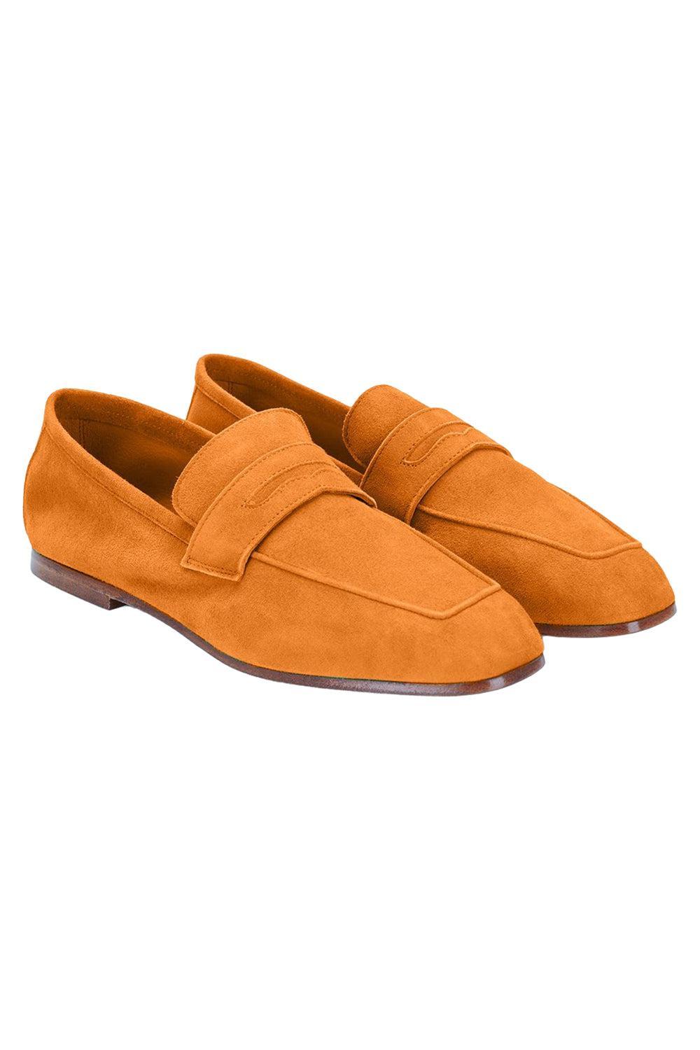 Essenziale Suede Loafer - Orange-ORANGE-36-SHOEFLAT SHOE-SOPHIQUE