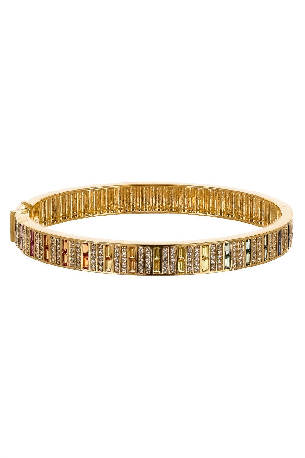 Sapphire Diamond Bangle Bracelet-YELLOW GOLD-17-JEWELRYFINE JEWELBRACELET O-SORELLINA
