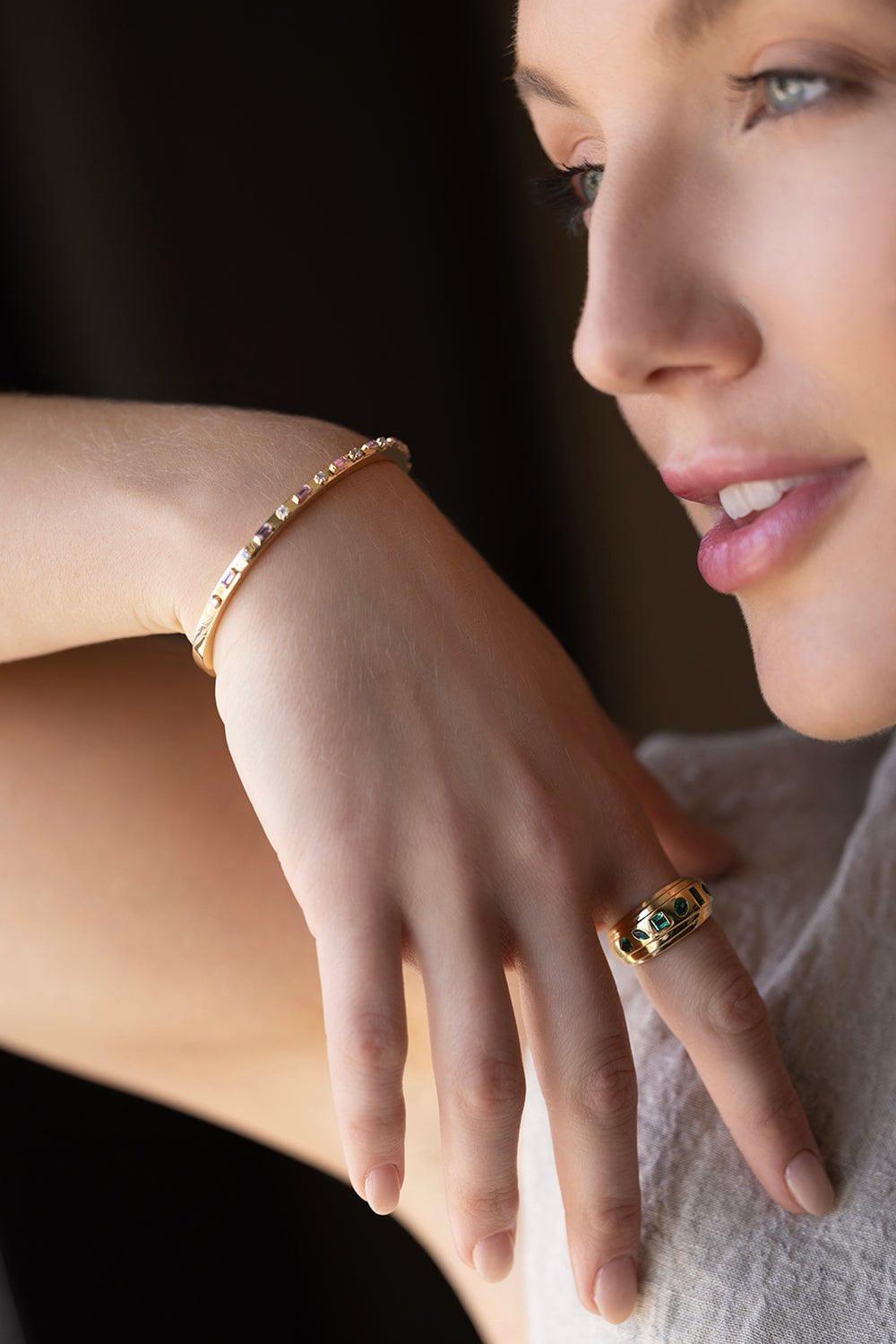 SORELLINA-Tarot Baguette Bangle-YELLOW GOLD