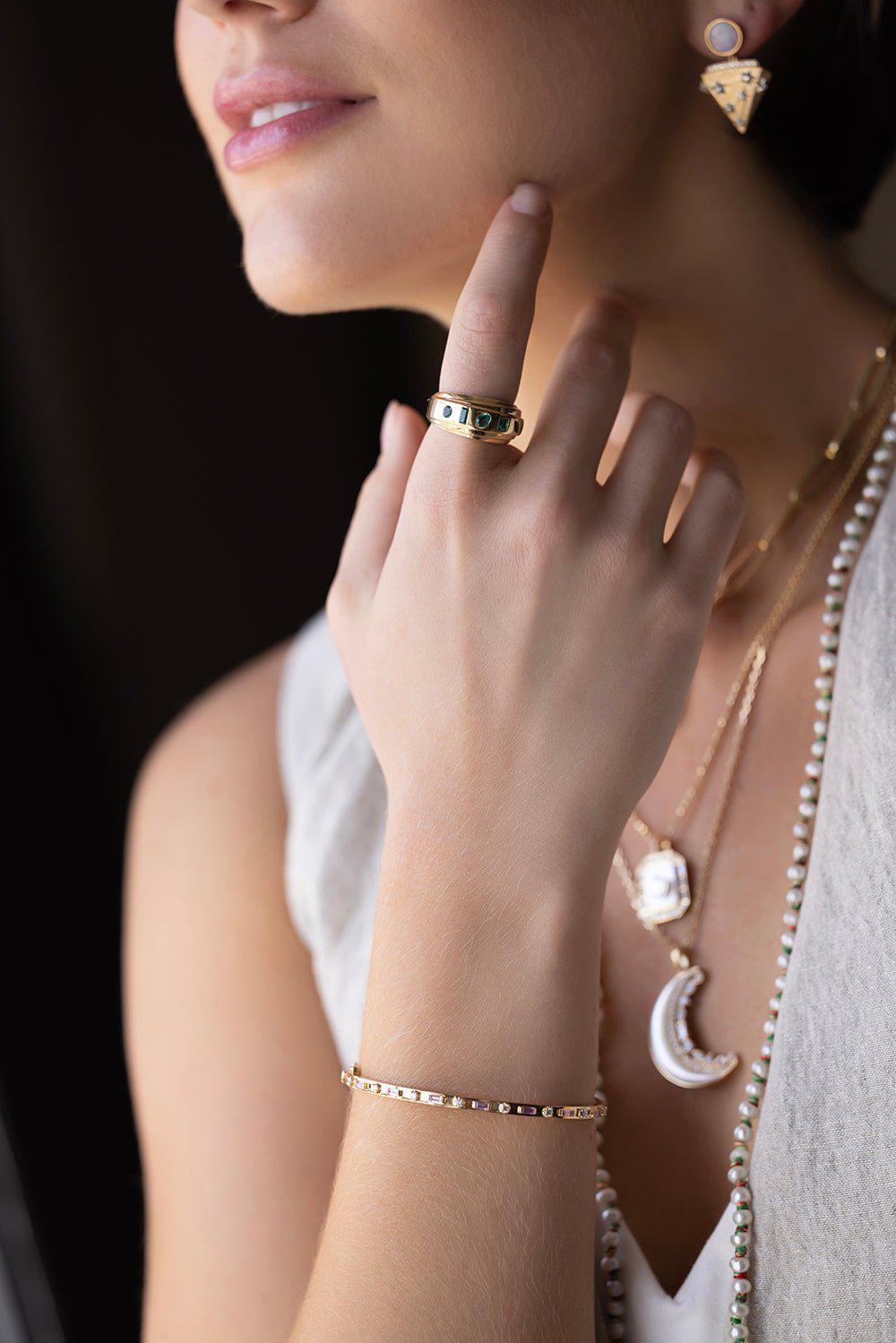 SORELLINA-Tarot Baguette Bangle-YELLOW GOLD