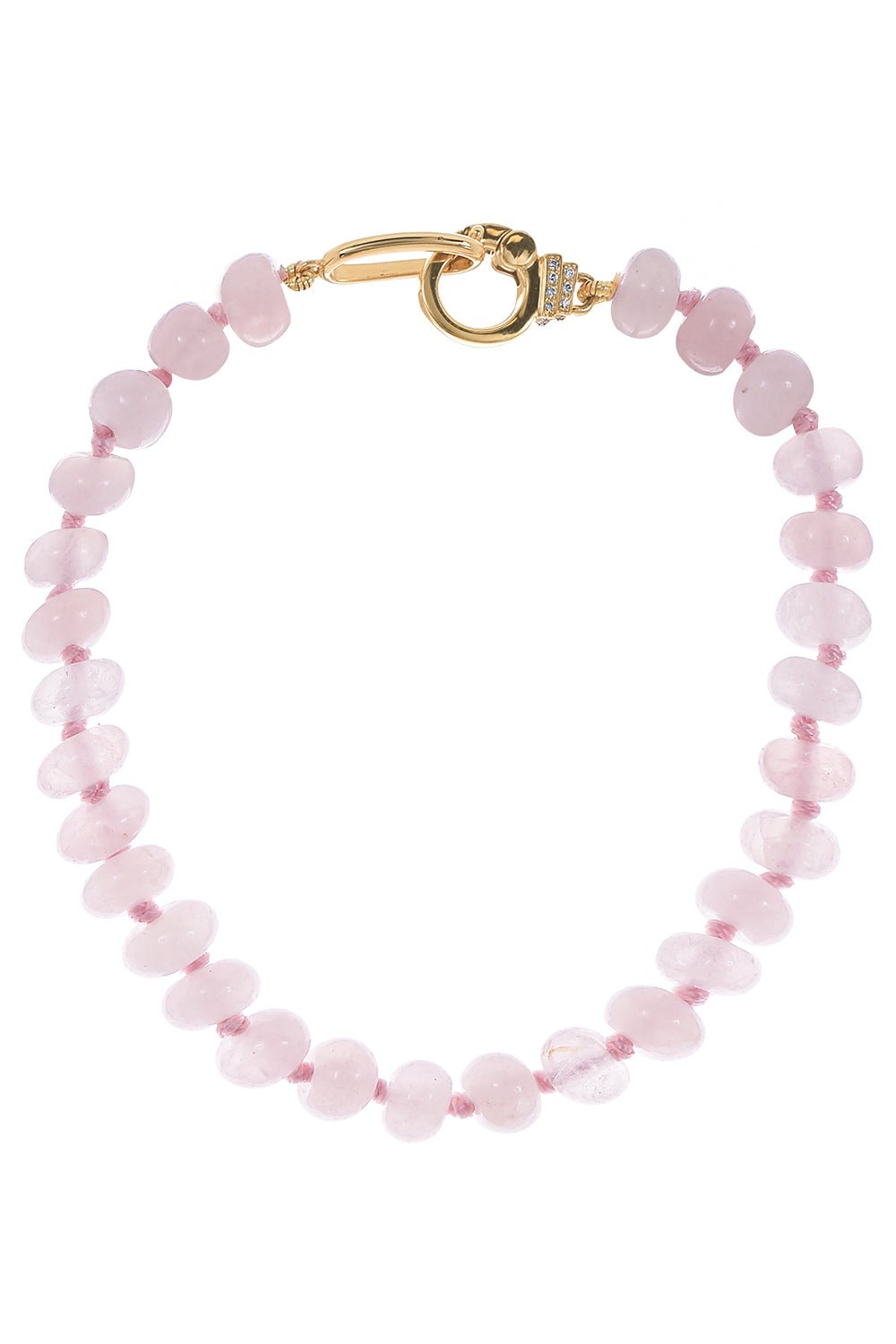 SORELLINA-Rose Quartz Beaded Bracelet-YELLOW GOLD