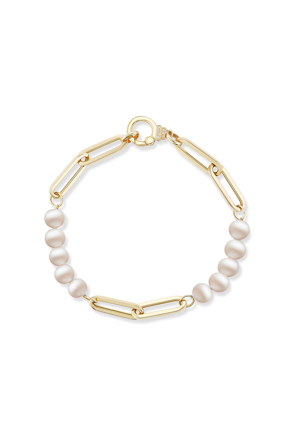 SORELLINA-Beaded Paperclip Bracelet-YELLOW GOLD