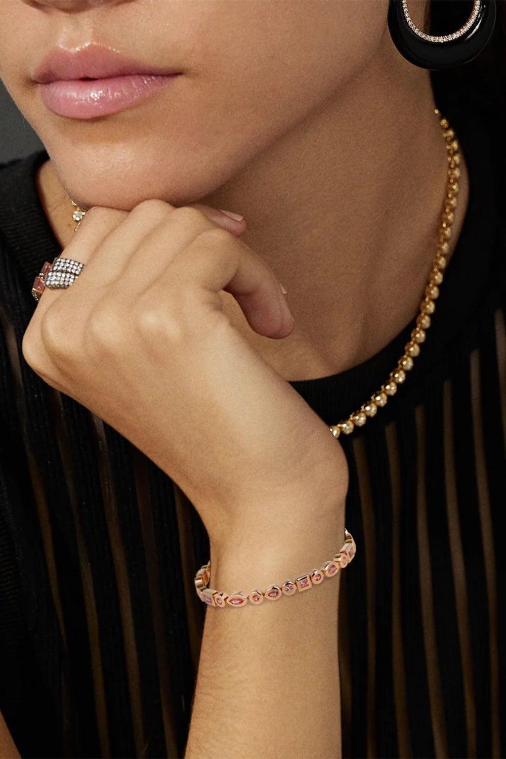 SORELLINA-Bezel Tennis Bracelet-YELLOW GOLD