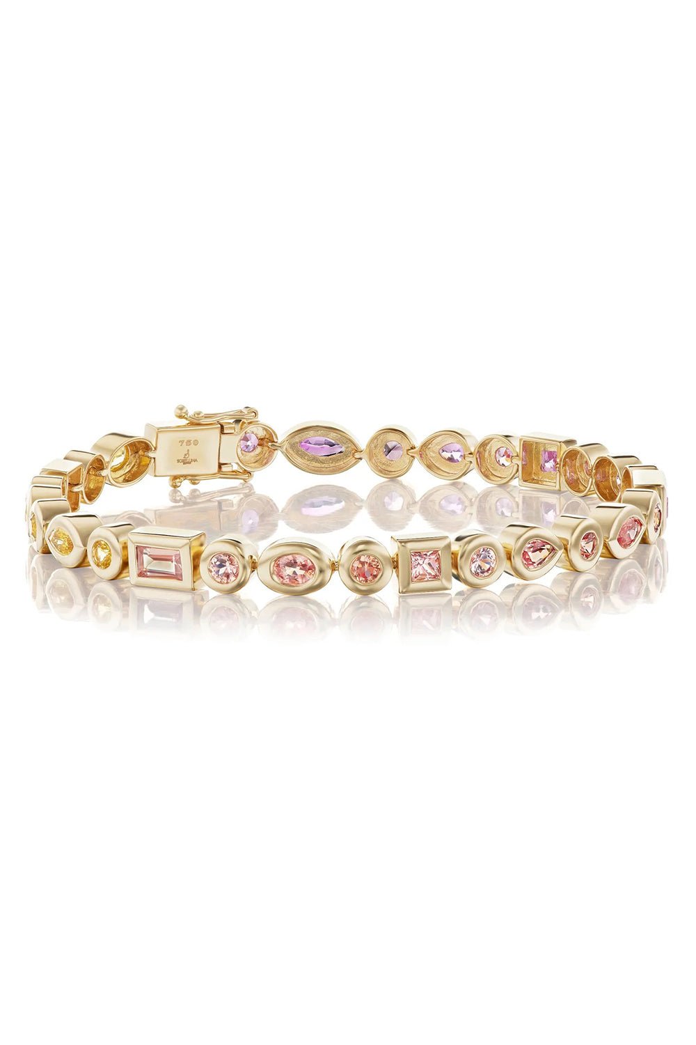 SORELLINA-Bezel Tennis Bracelet - Sapphire-YELLOW GOLD