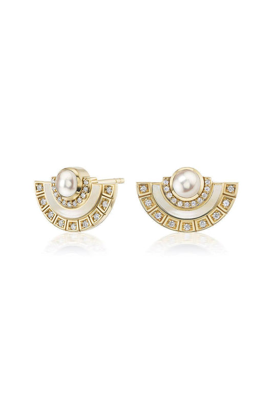 Alba Mother of Pearl and Diamond Studs-YELLOW GOLD-JEWELRYFINE JEWELEARRING-SORELLINA