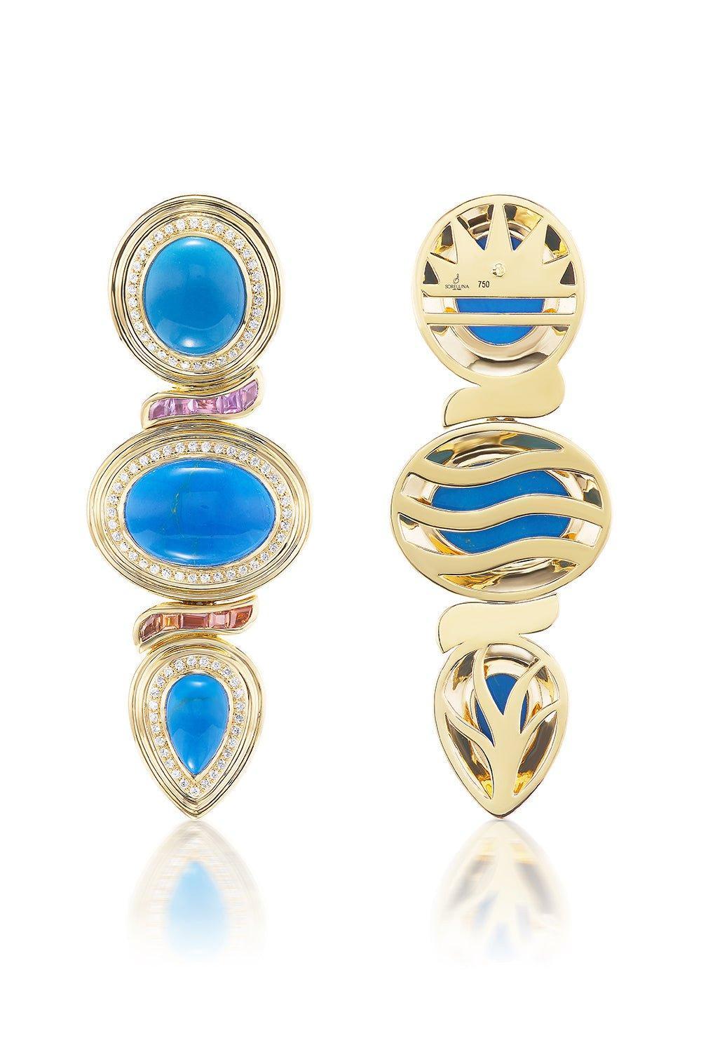 SORELLINA-Amalfi Azzuro Drop Earrings-YELLOW GOLD