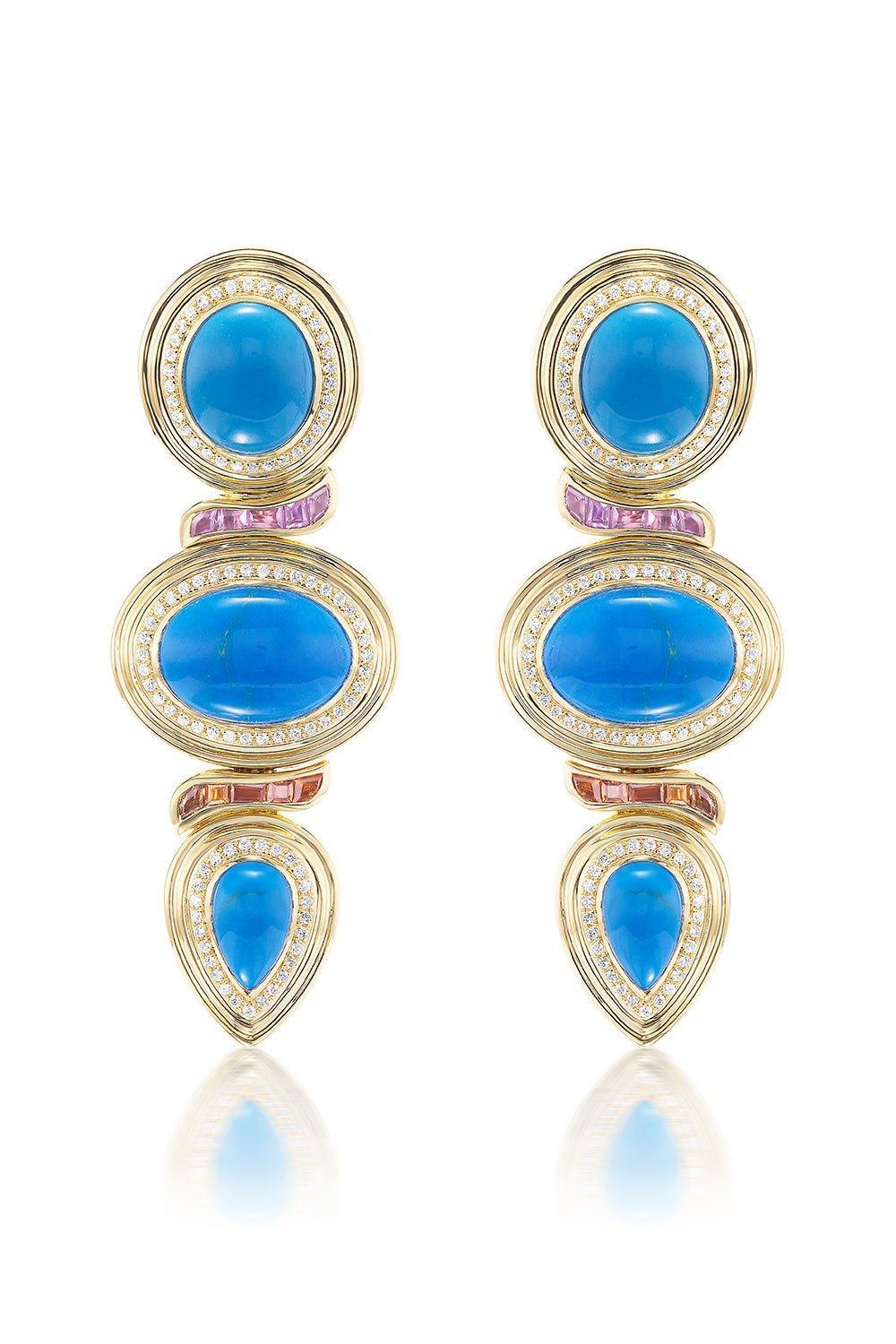 SORELLINA-Amalfi Azzuro Drop Earrings-YELLOW GOLD