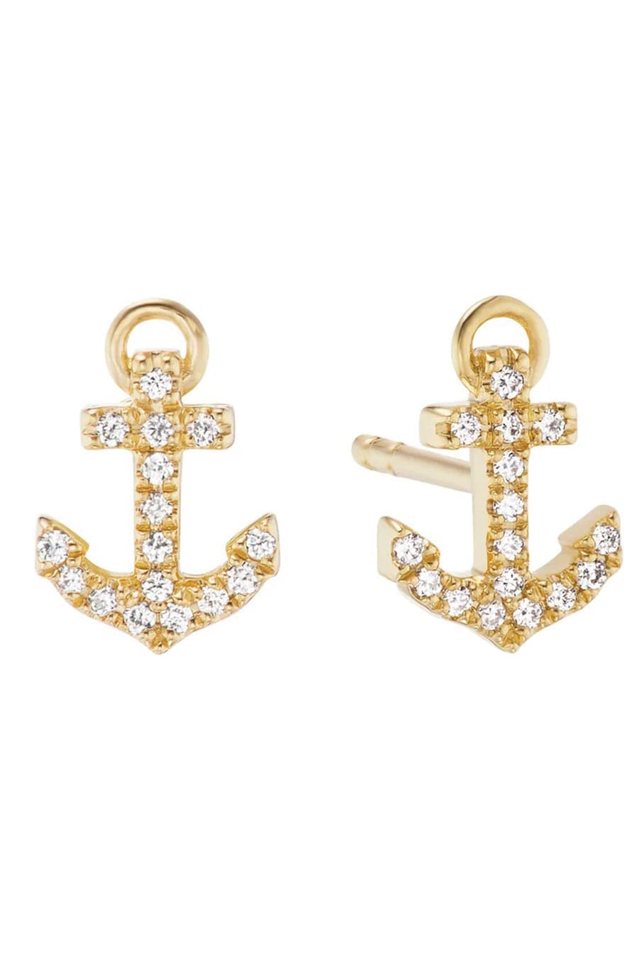 SORELLINA-Anchor Stud Earrings-YELLOW GOLD