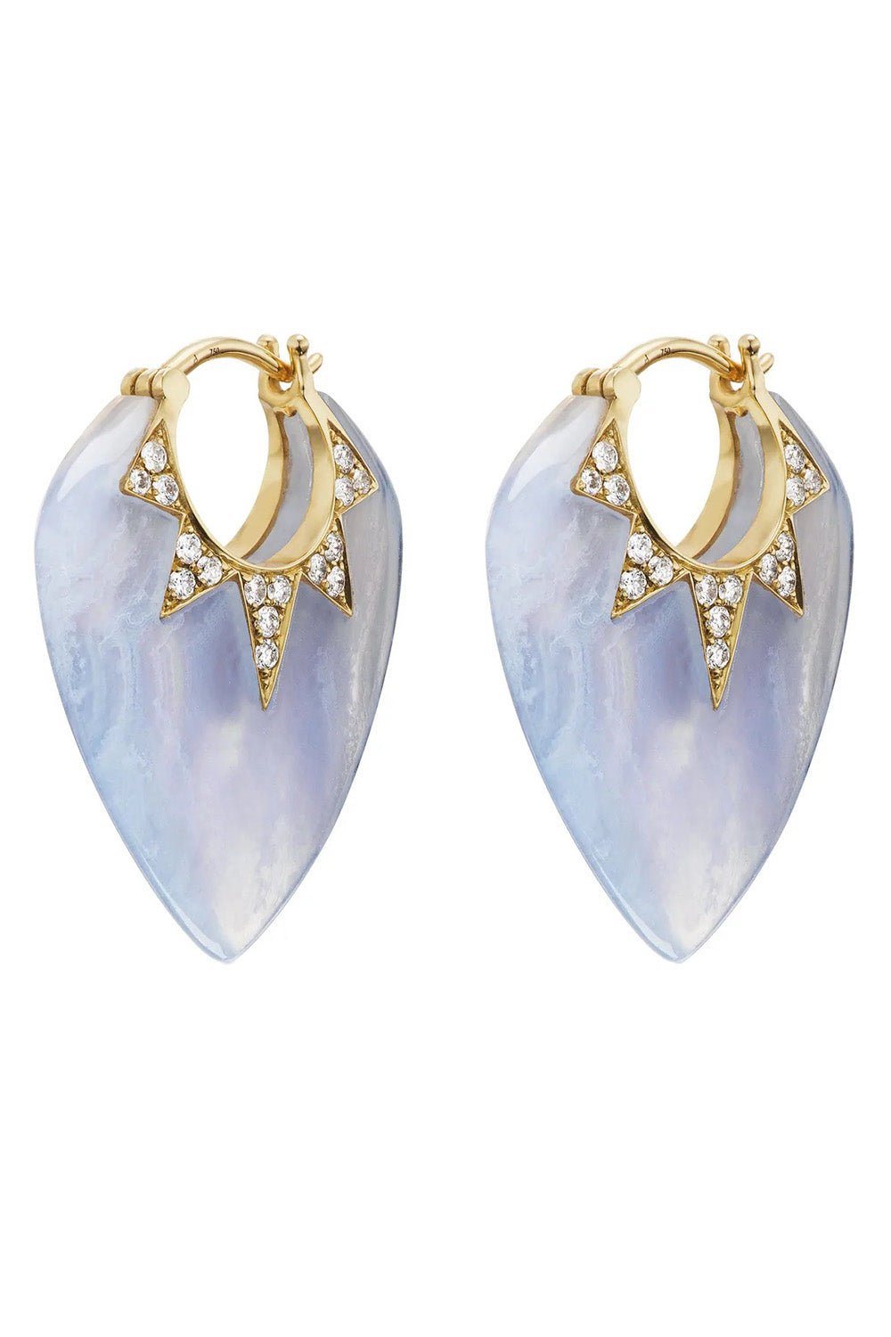 SORELLINA-Classic Guitar Pick Earrings - Agate-YELLOW GOLD