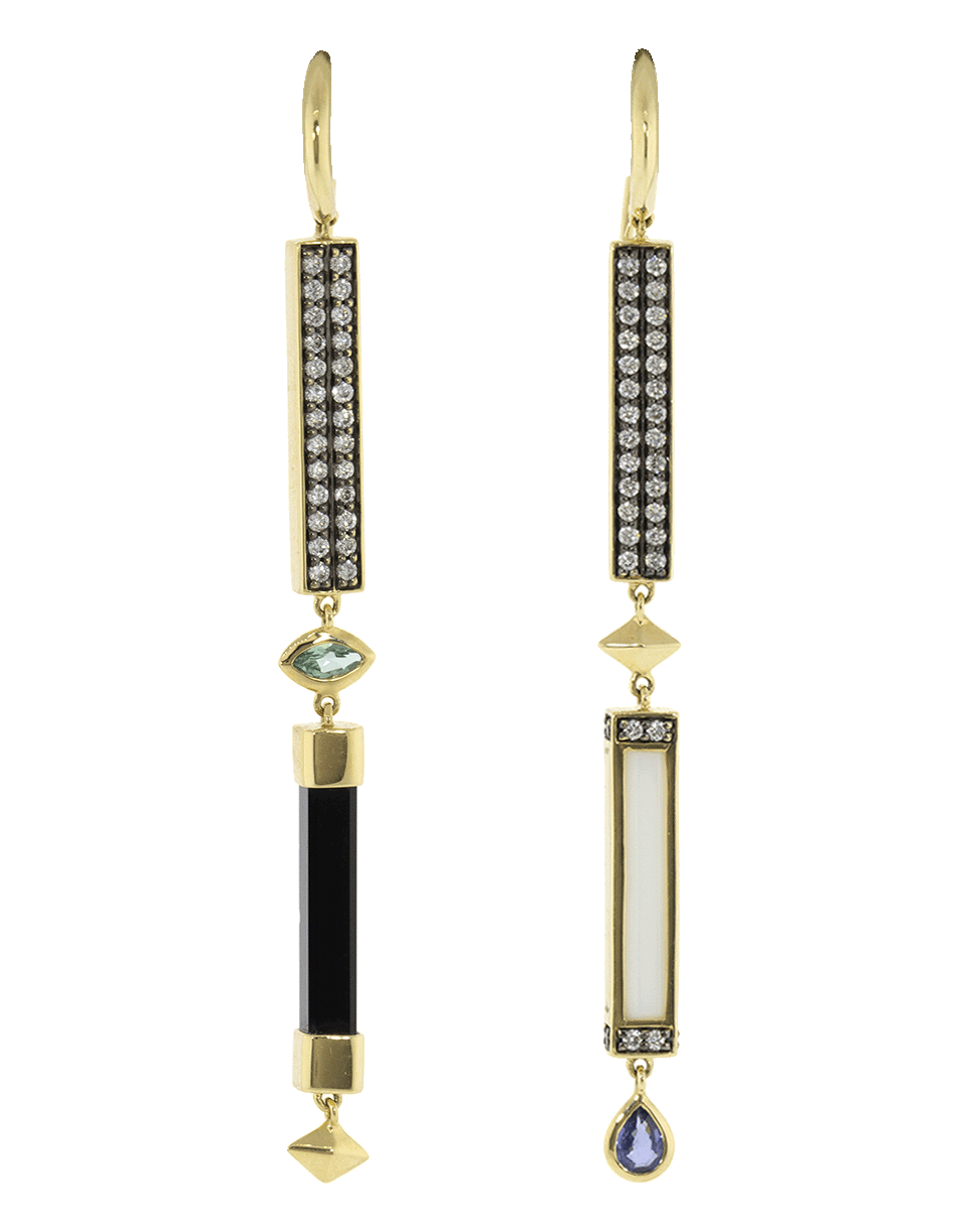 SORELLINA-Green And Blue Sapphire Earrings-YELLOW GOLD