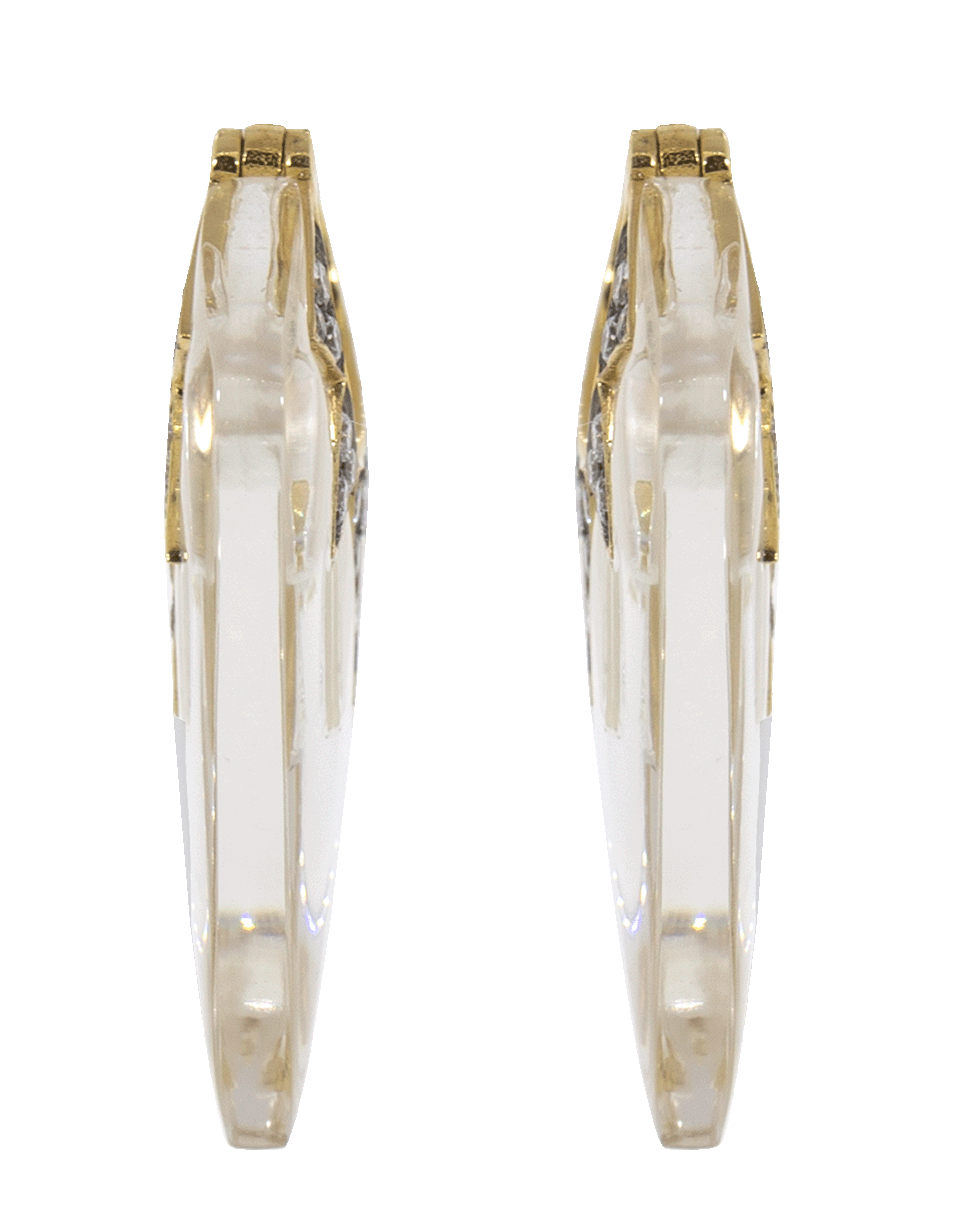 SORELLINA-Guitar Pick Rock Crystal And Diamond Earrings-YELLOW GOLD