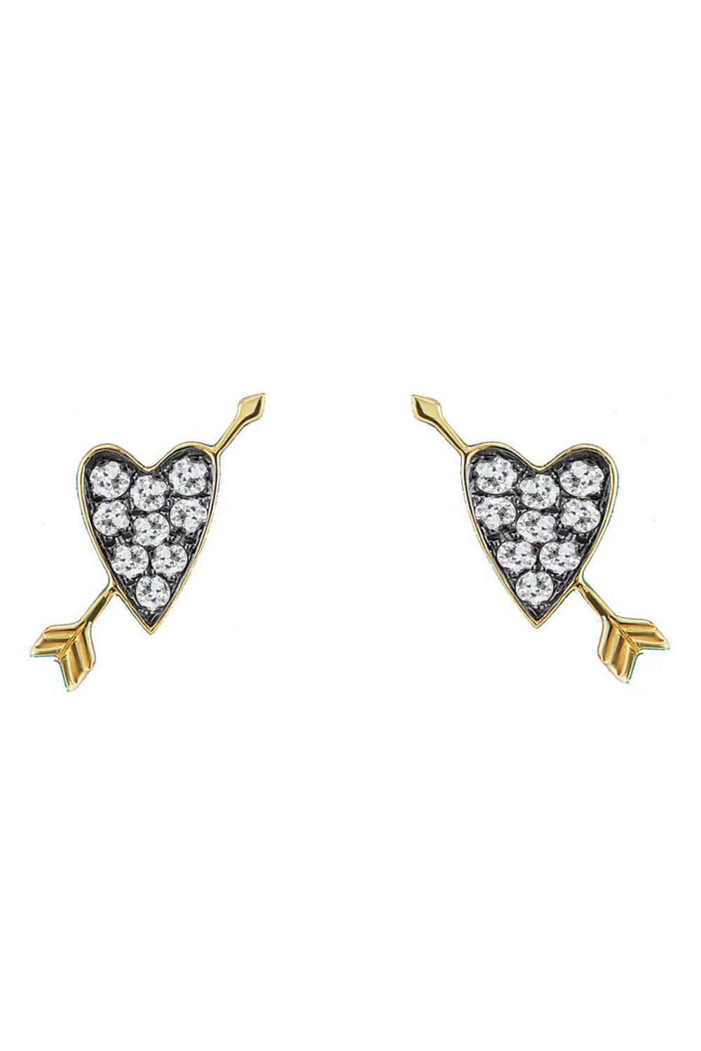 SORELLINA-Heart and Arrow Studs-YELLOW GOLD