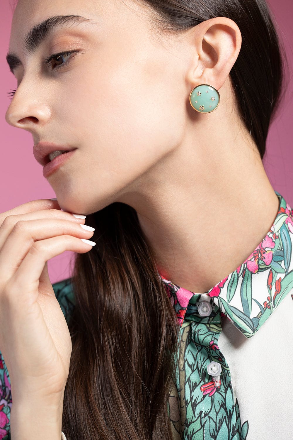 SORELLINA-Le Stelle Button Earrings-YELLOW GOLD