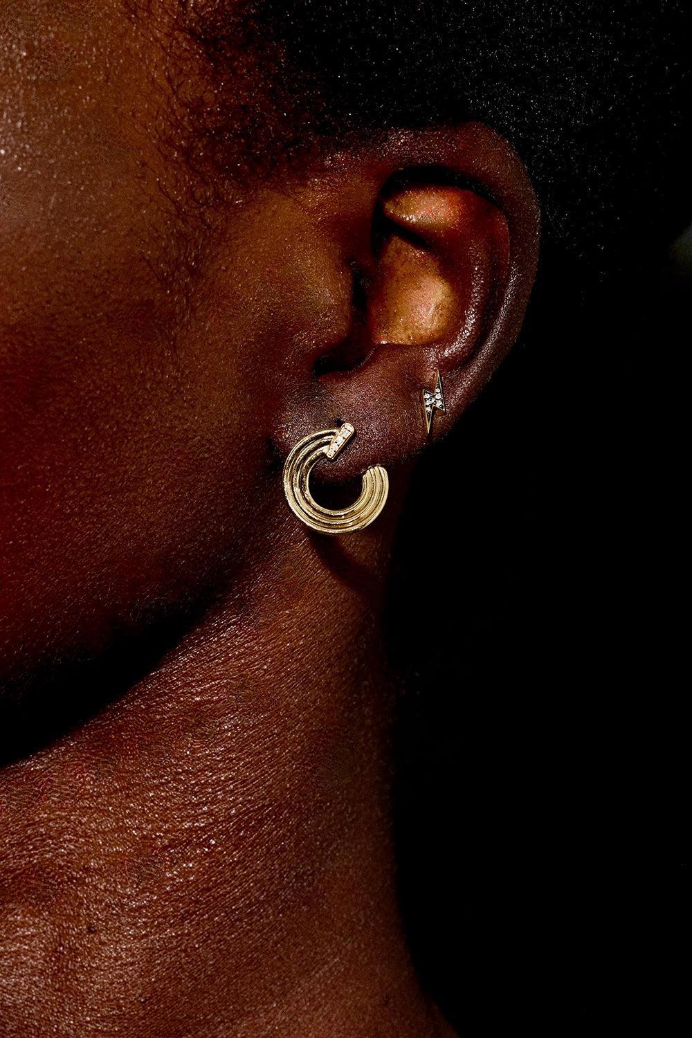 Mini Record Crescent Earrings-YELLOW GOLD-JEWELRYFINE JEWELEARRING-SORELLINA