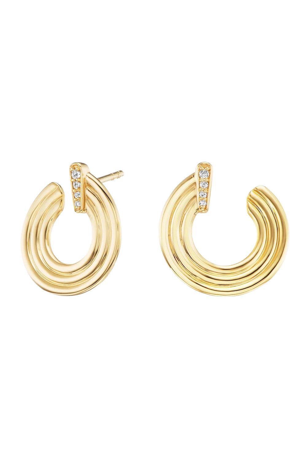 Mini Record Crescent Earrings-YELLOW GOLD-JEWELRYFINE JEWELEARRING-SORELLINA