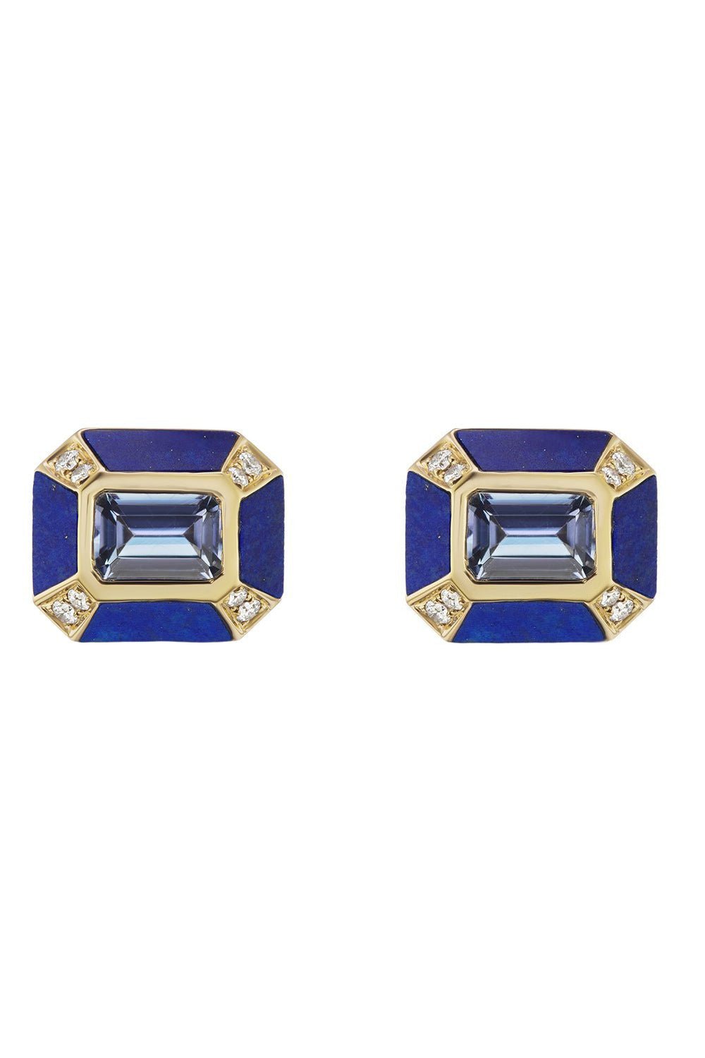 SORELLINA-Nomad Inlay Stud Earrings-YELLOW GOLD