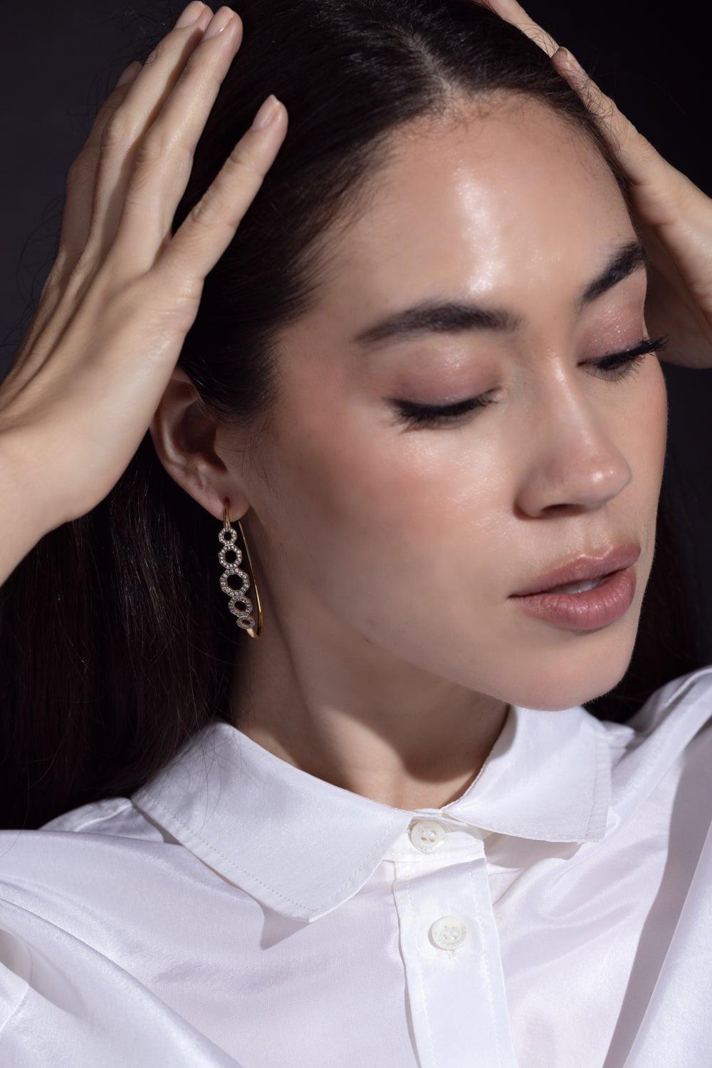 SORELLINA-Otto Vertical Hoop Earrings-YELLOW GOLD