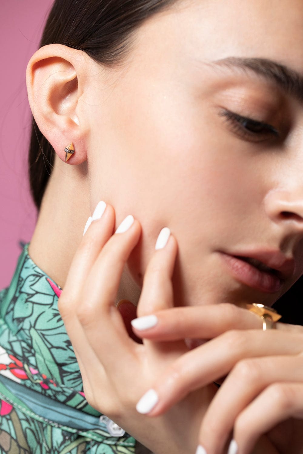 SORELLINA-Pietra Gold Stud Earrings-YELLOW GOLD