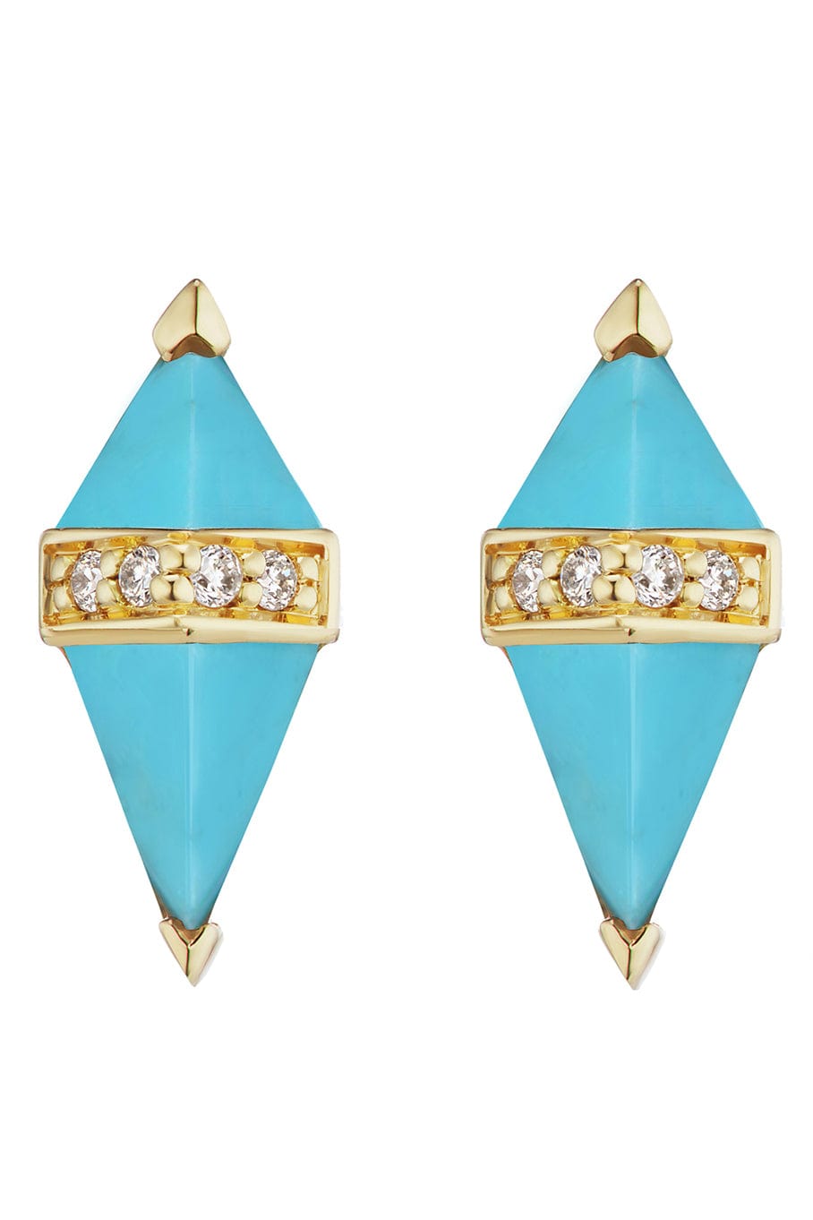 SORELLINA-Pietra Turquoise Stud Earrings-YELLOW GOLD