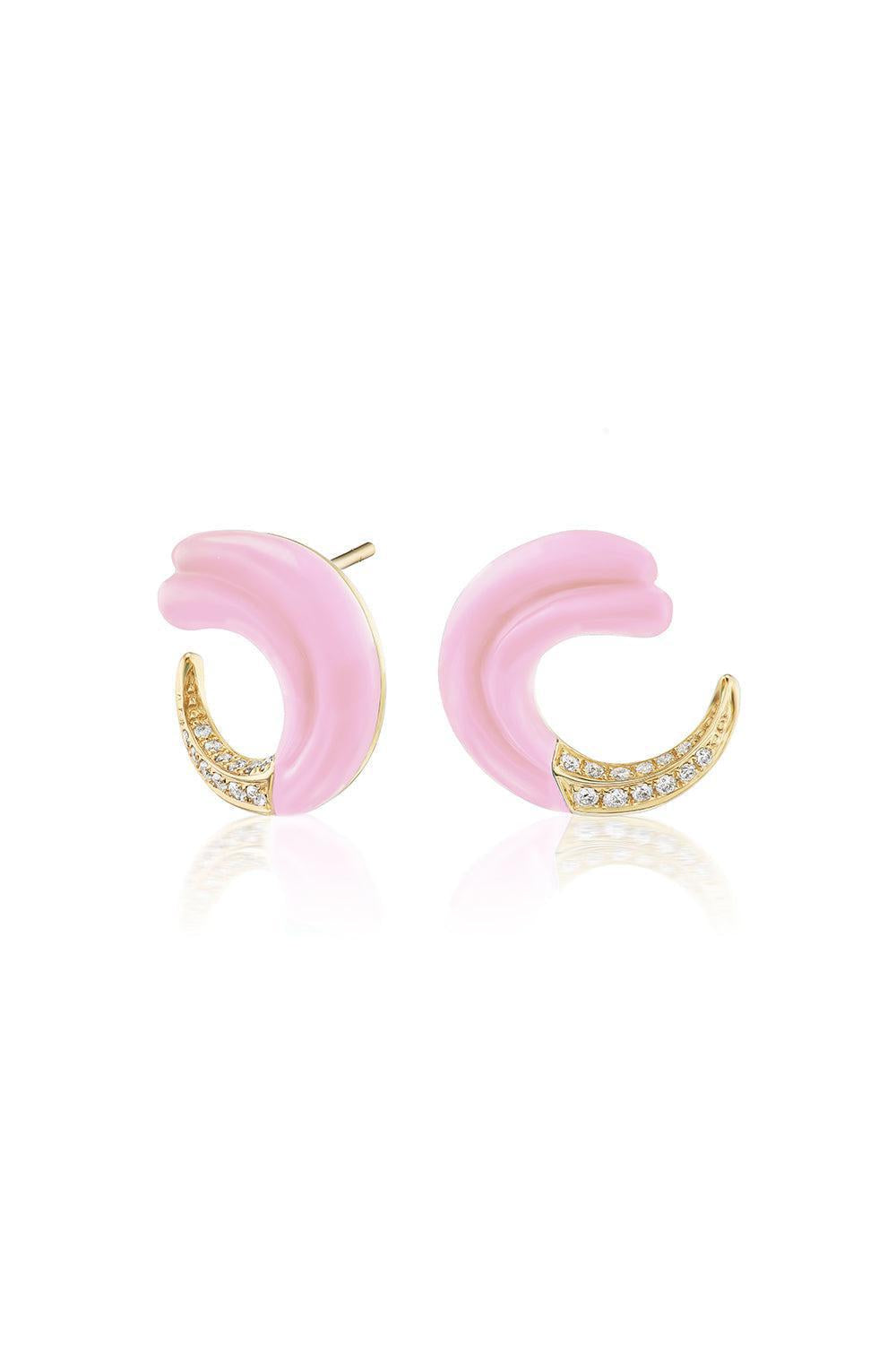Seashell Crescent Opal Diamond Earrings-YELLOW GOLD-JEWELRYFINE JEWELEARRING-SORELLINA