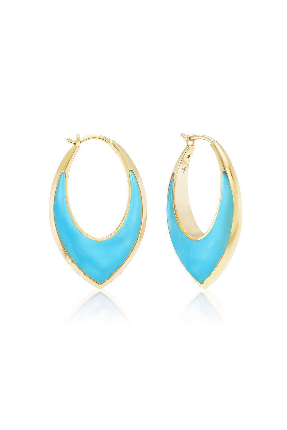 Stardust Inlay Turquoise Hoops-YELLOW GOLD-JEWELRYFINE JEWELEARRING-SORELLINA