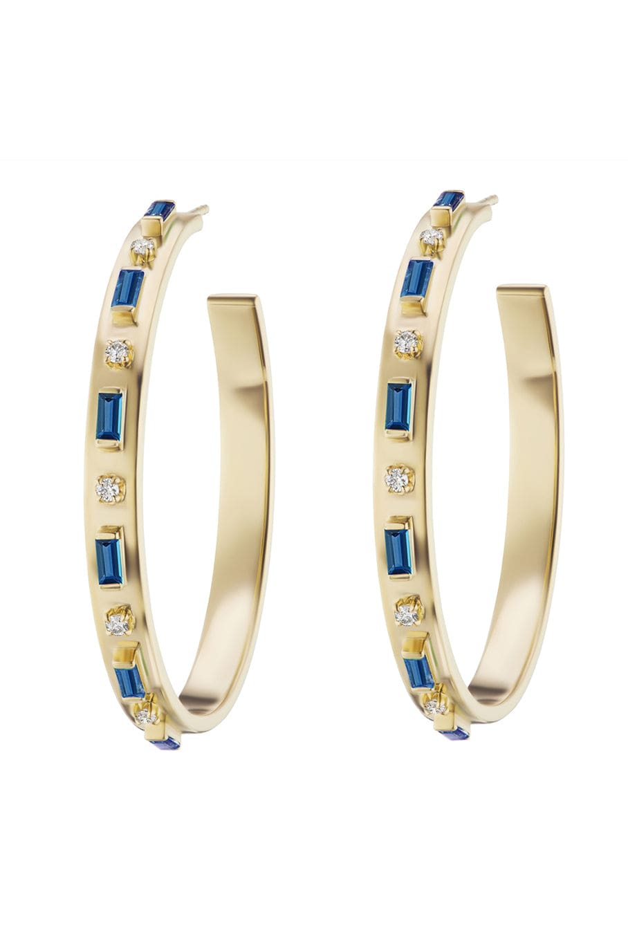 SORELLINA-Tarot Baguette Hoop Earrings-YELLOW GOLD